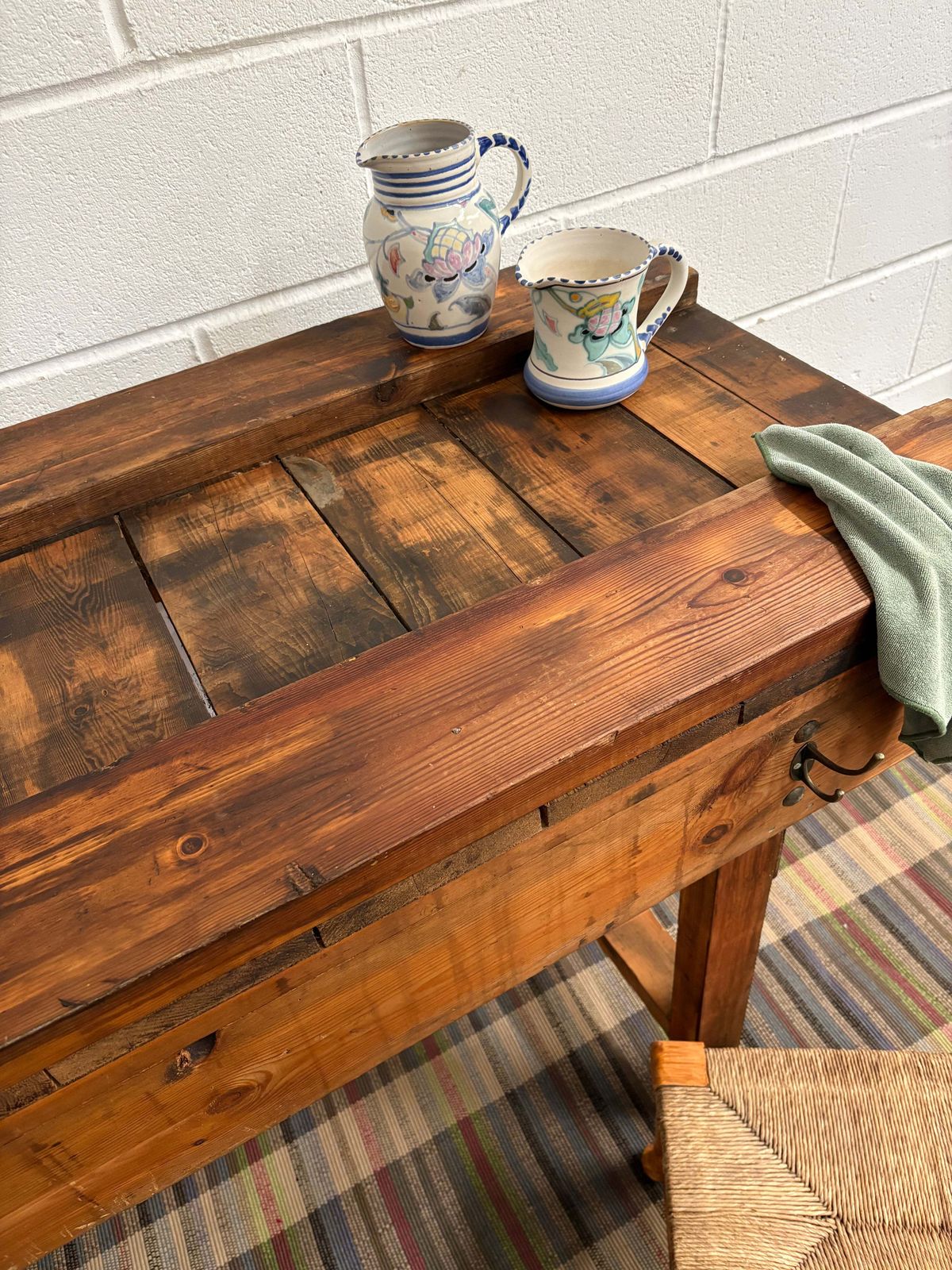 Large Reclaimed Vintage Workbench Chunky Kitchen Island Prep Unit Freestanding photo for sale