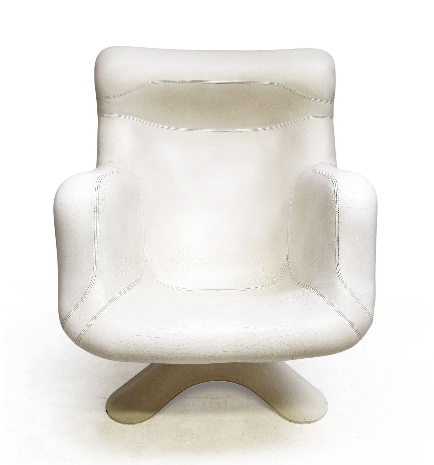 1960s Karuselli Lounge Chair In Ivory Leather By Yrjö Kukkapuro For Avarte photo vintage