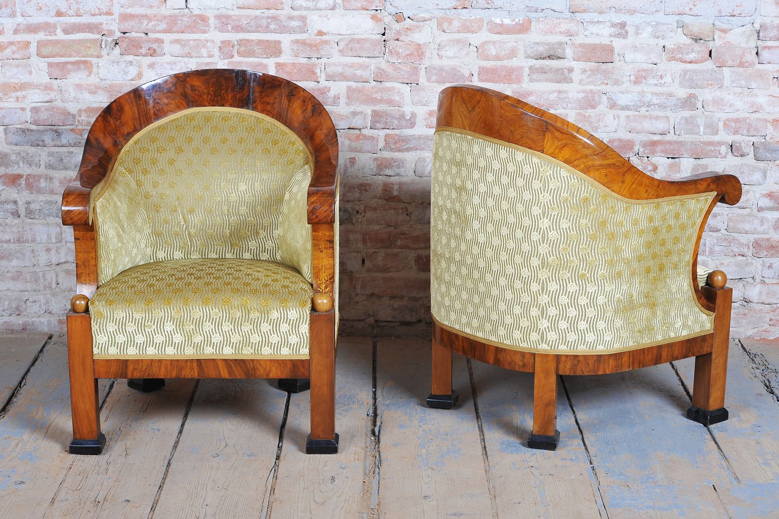 photo buy Restored Empire Seating Set, Walnut, Inlaid, Revived Polish, Austria, 1810s