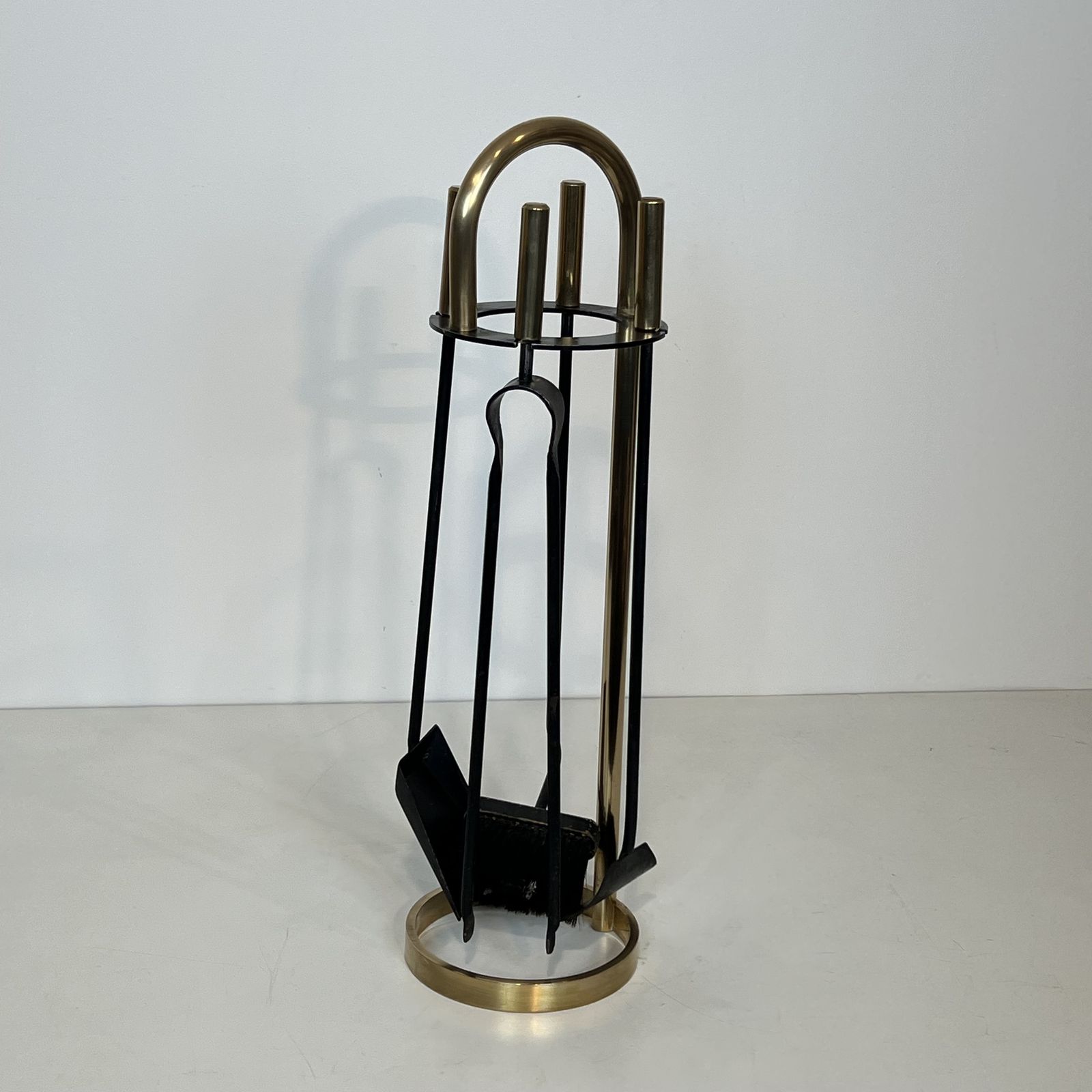 Fire Set Designer Style In Black Lacquered Metal And Brass photo vinterior