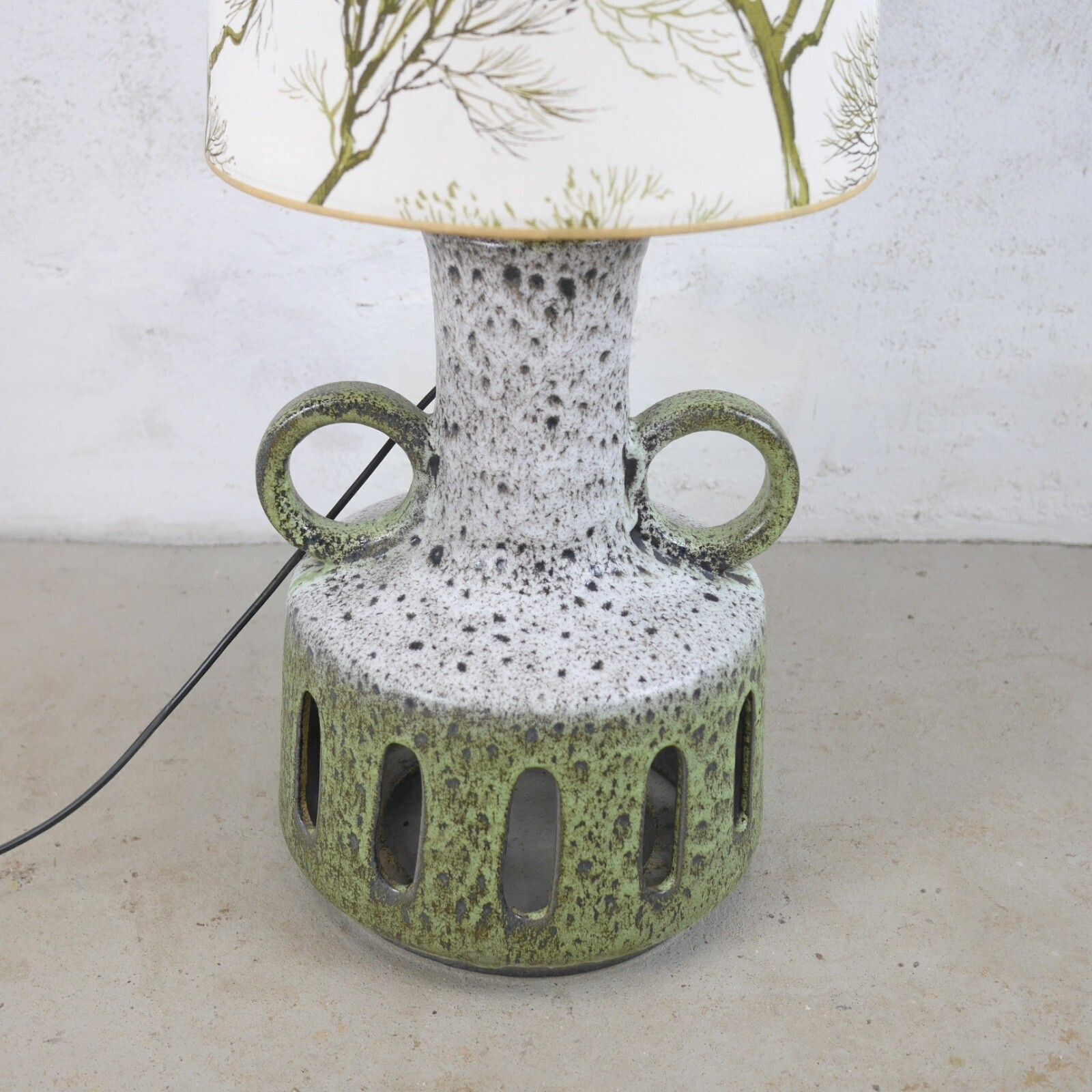 Mid Century Green Fat Lava Studio Pottery Floor Lamp Shade West Germany #103095 photo 445.0