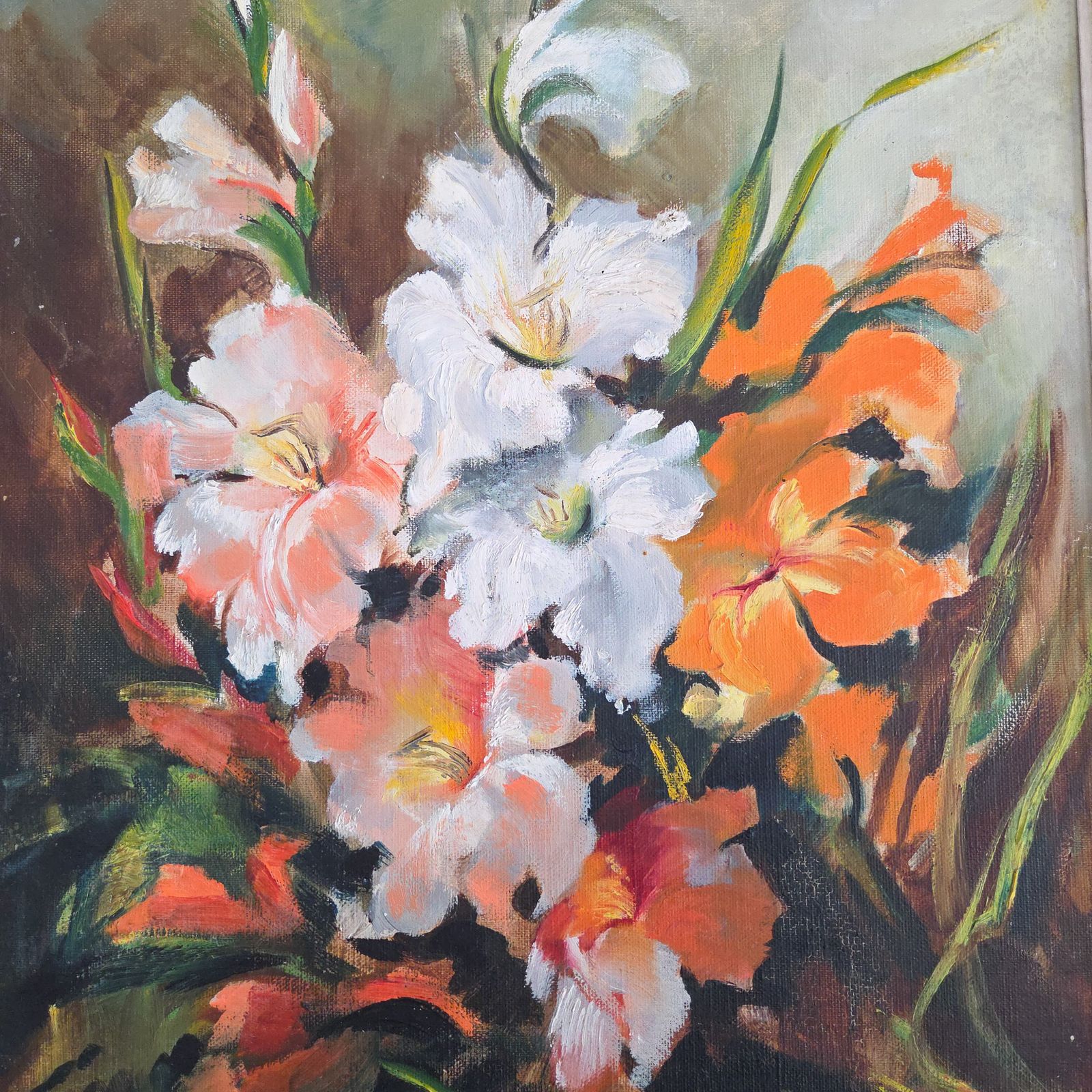 Mid Century Impresisonist Floral Oil Painting photo Art