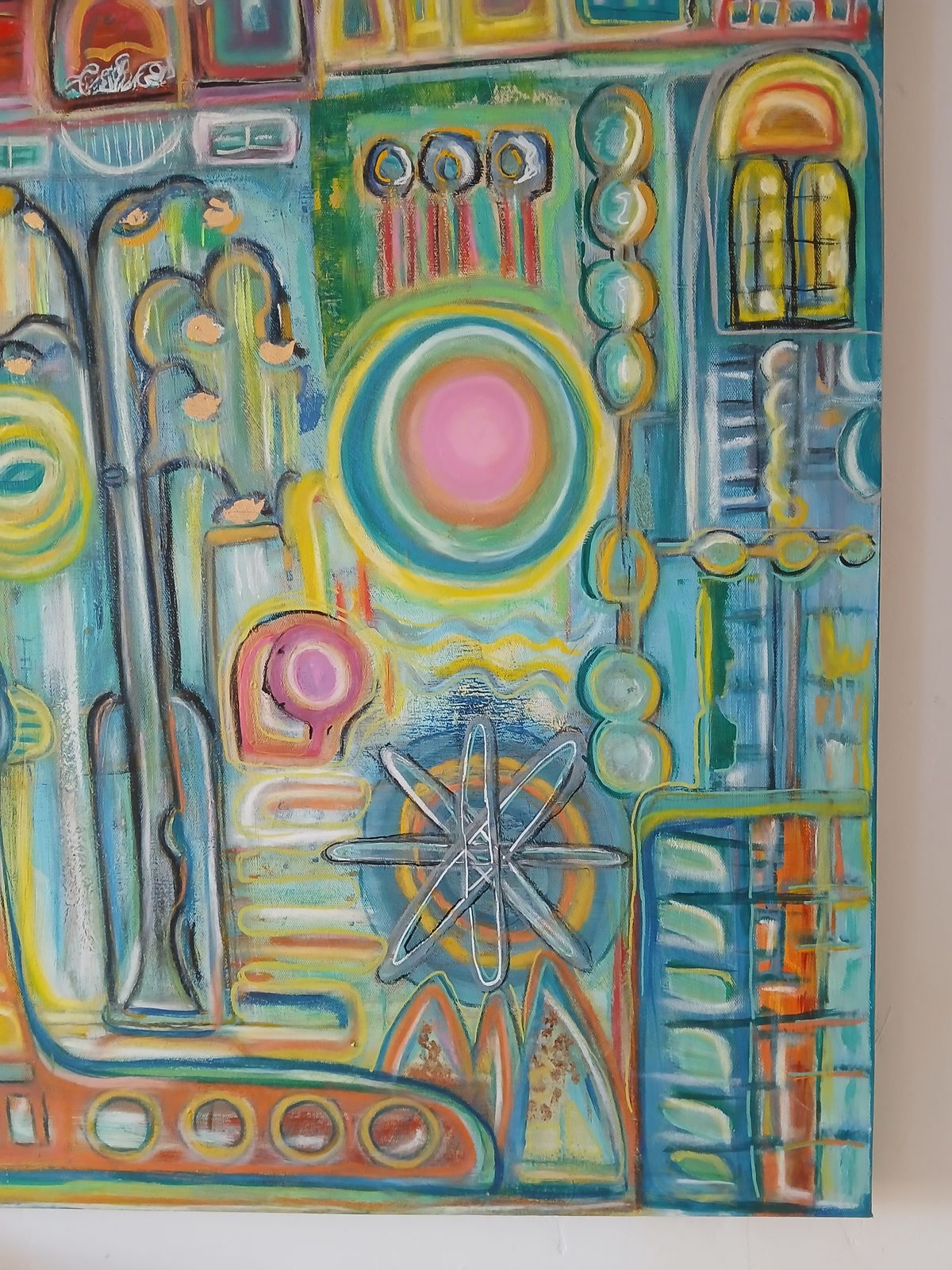 Abstract City Fragments Mixed Media Wall Hanging On Canvas photo buy