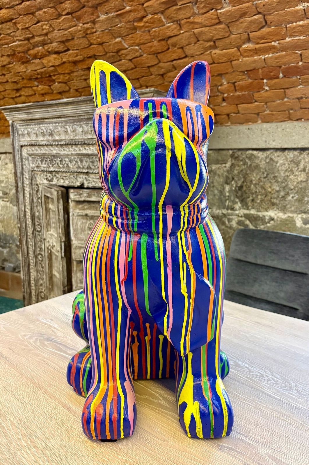 21st Century Contemporary Bulldog Sculpture, Pop Art Style   Handpainted, 2026 photo furniture