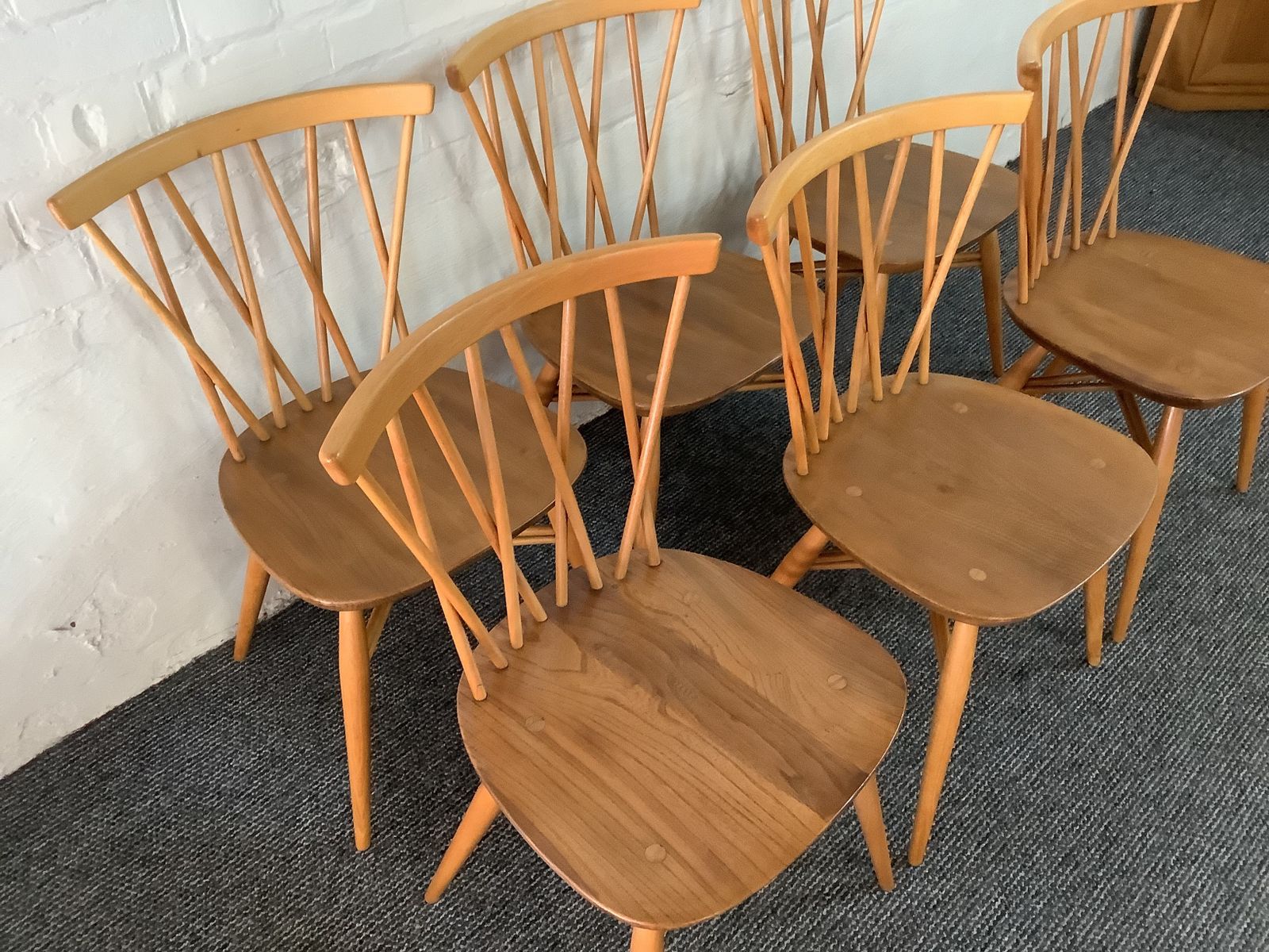 Set Of Six Ercol Windsor Candlestick Dining Chairs. photo Furniture