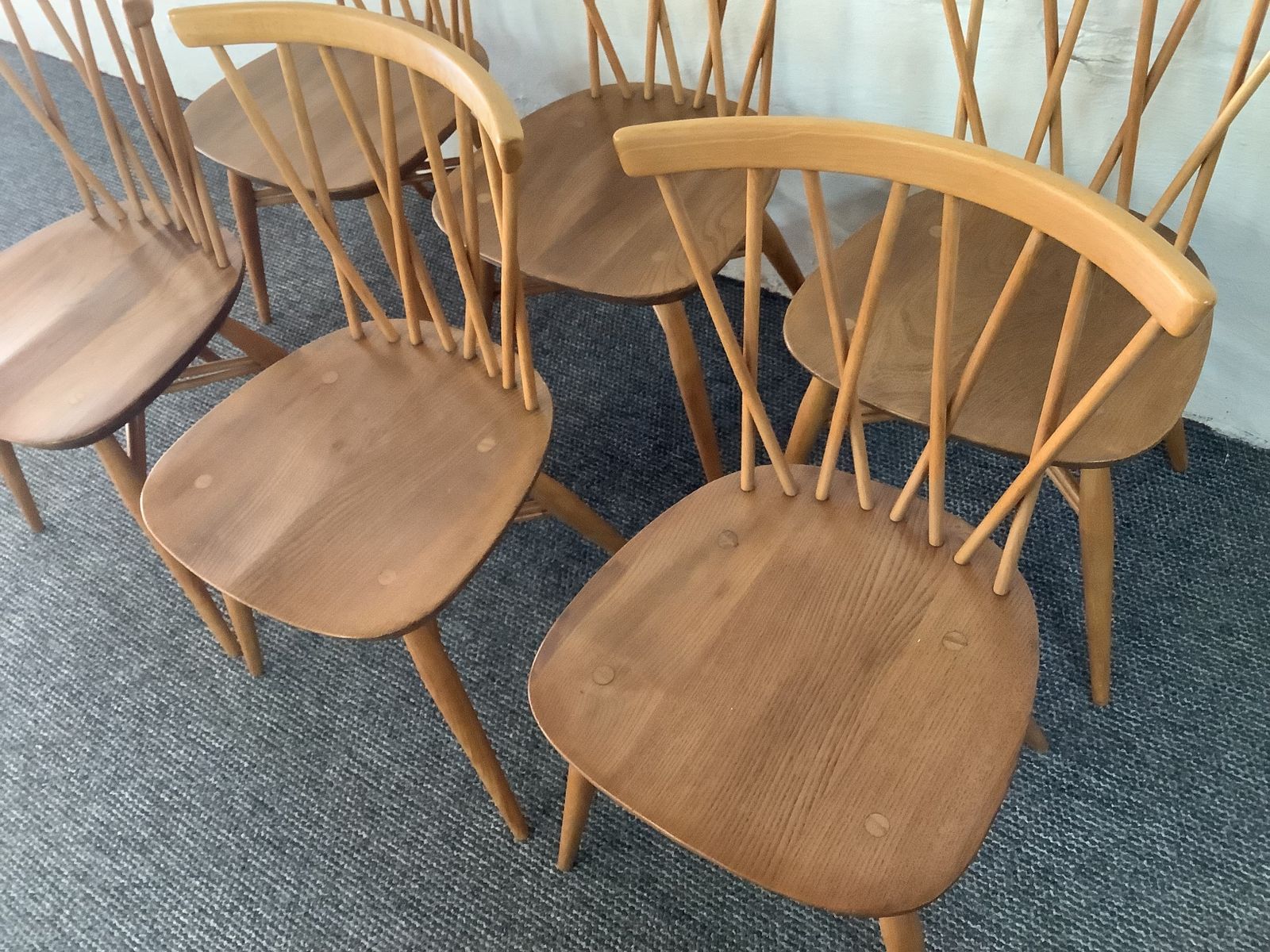 Set Of Six Ercol Windsor Candlestick Dining Chairs. photo vinterior