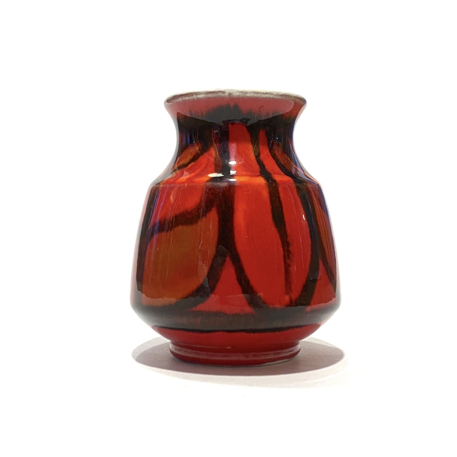 Poole Pottery Red Delphis Vase, Shape 31 By Lynn Gregory, Mid Century Modern English Ceramics