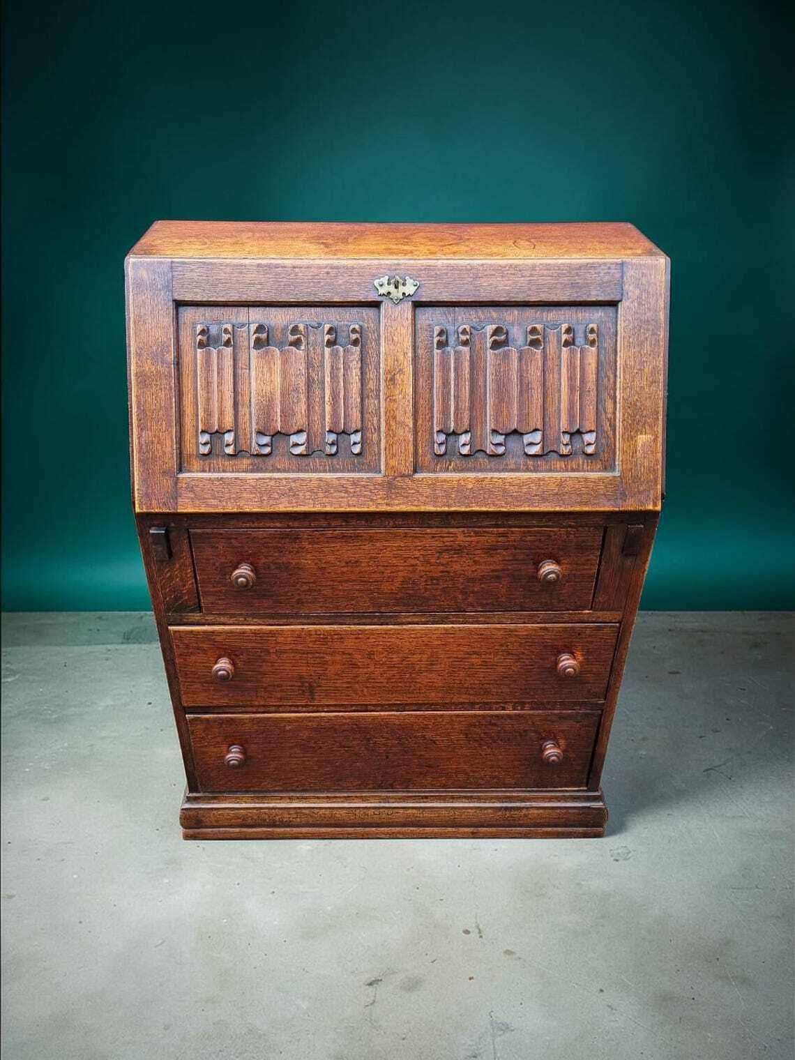 Vintage Oak Bureau Writing Desk / Traditional English Style / C.1940 photo Furniture