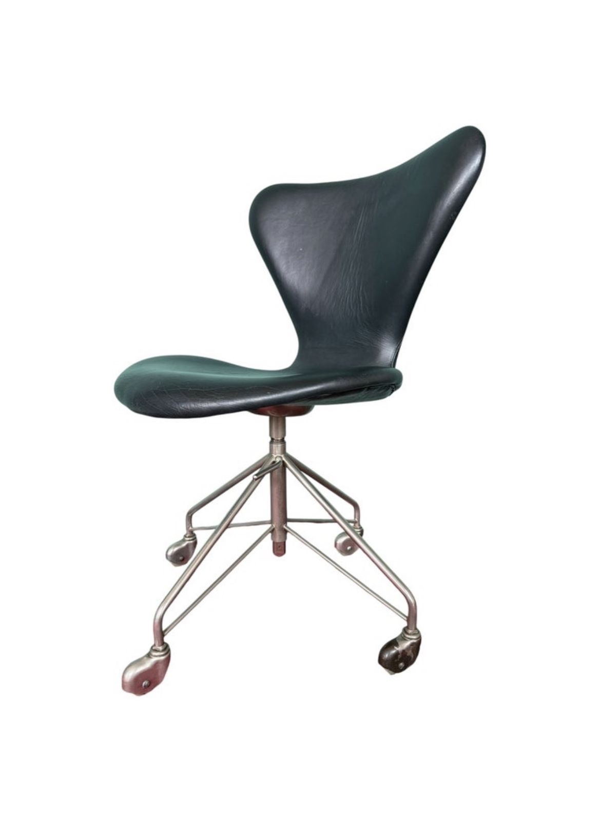Vintage Arne Jacobsen 3117 Series One Office Chair In Black Leather