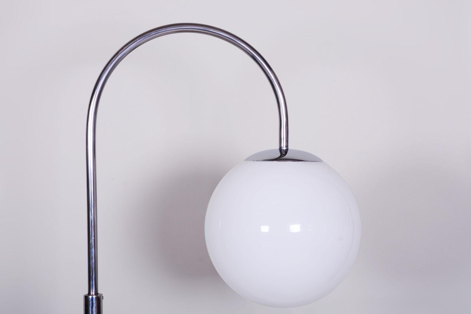 Restored Bauhaus Floor Lamp, Chrome, Steel, Opaline Glass, Czech, 1930s photo buy