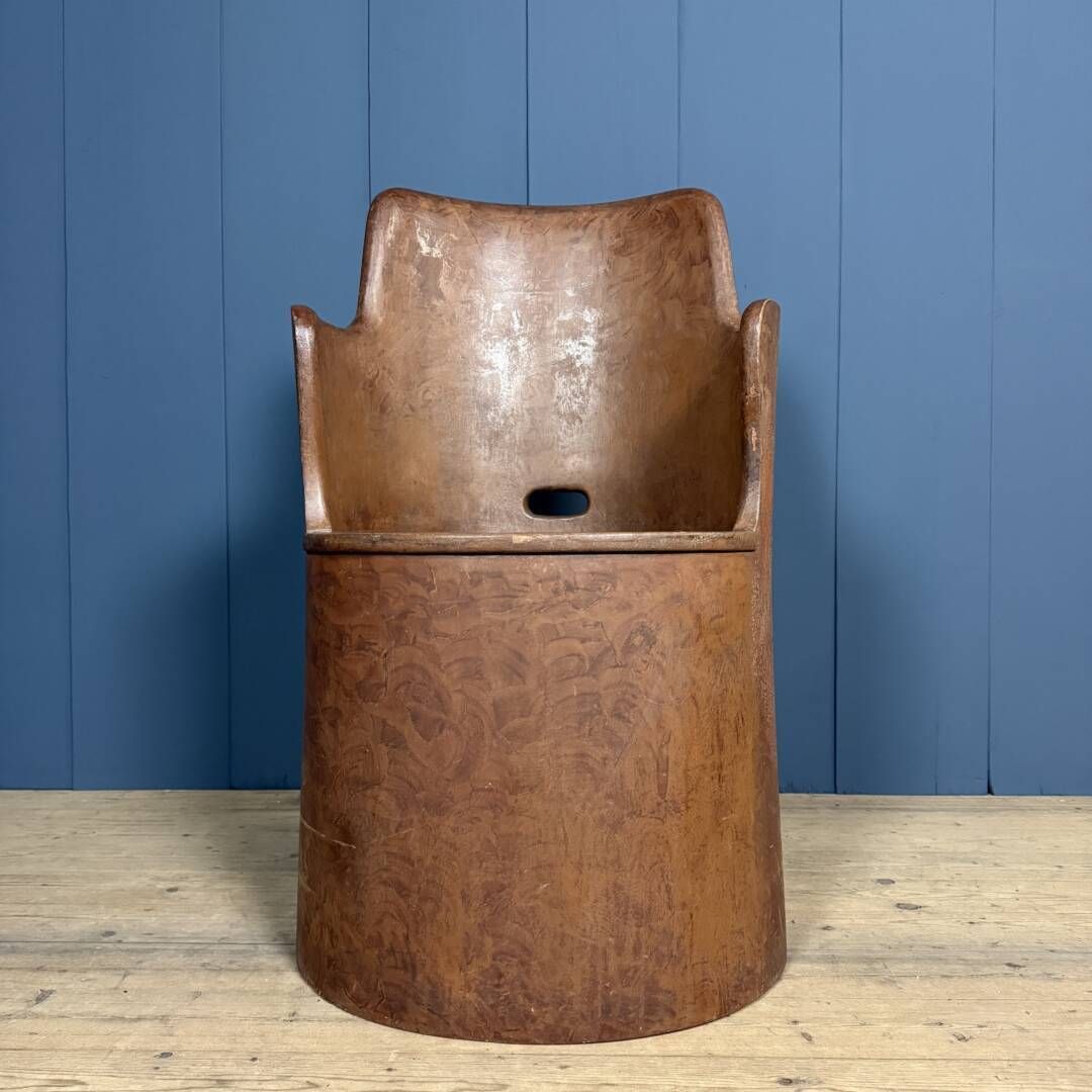 Old Swedish Painted Wooden Stump Chair photo for sale