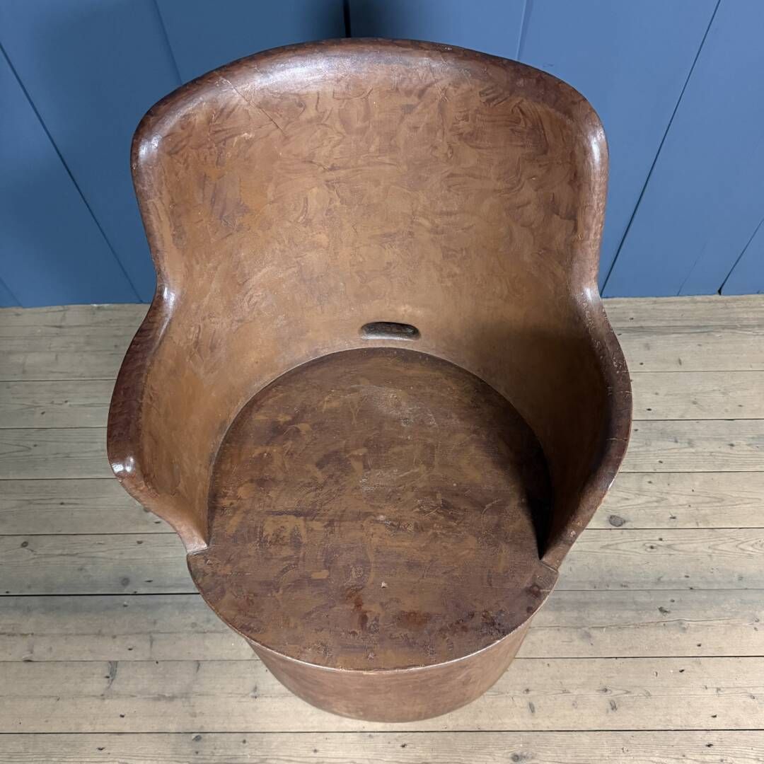 Old Swedish Painted Wooden Stump Chair photo vinterior