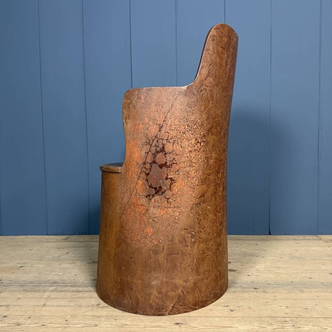 604.0 Old Swedish Painted Wooden Stump Chair photo