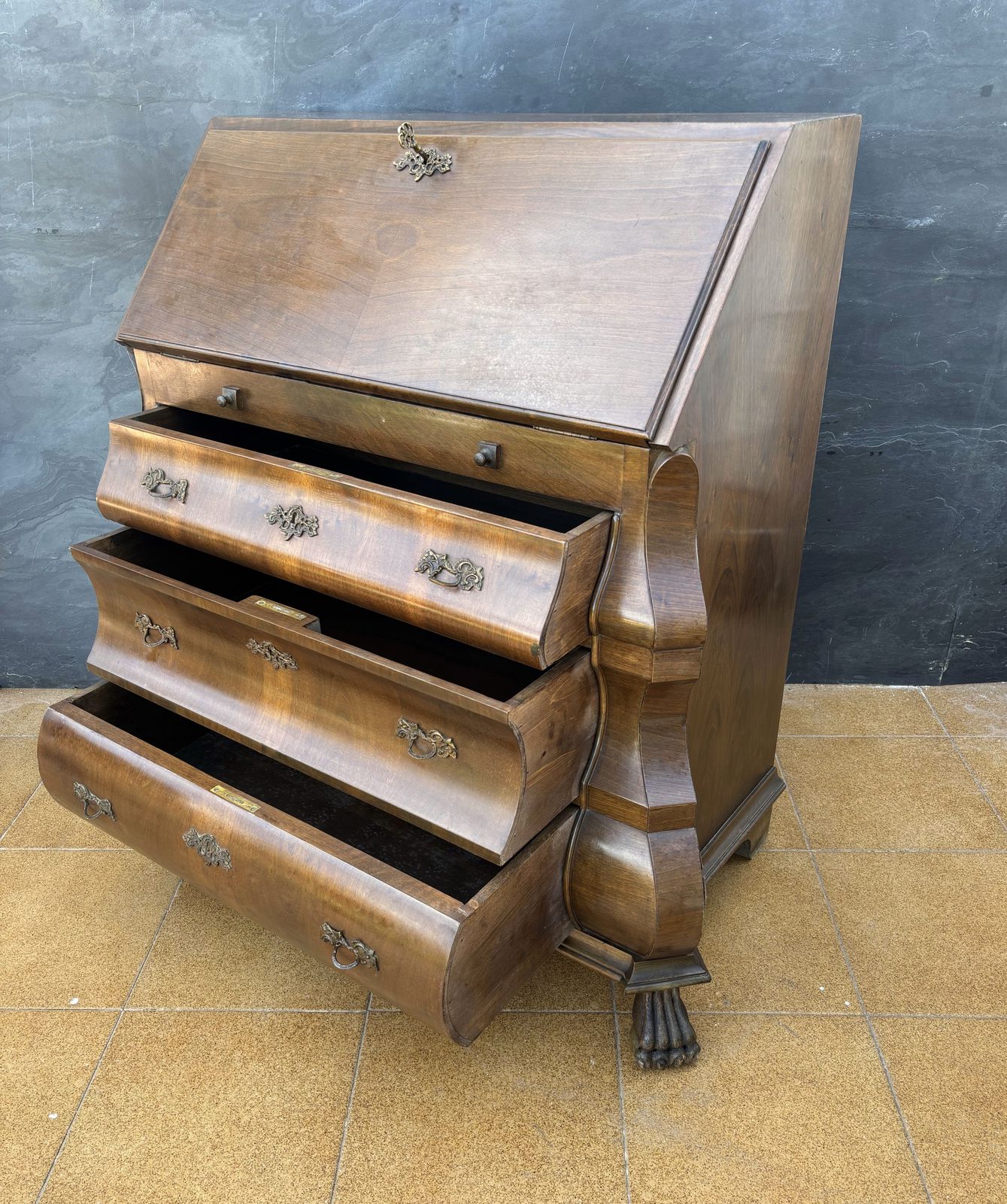 3780.0 Baroque Style Bombe Secretary Desk, Mid 20th Century photo