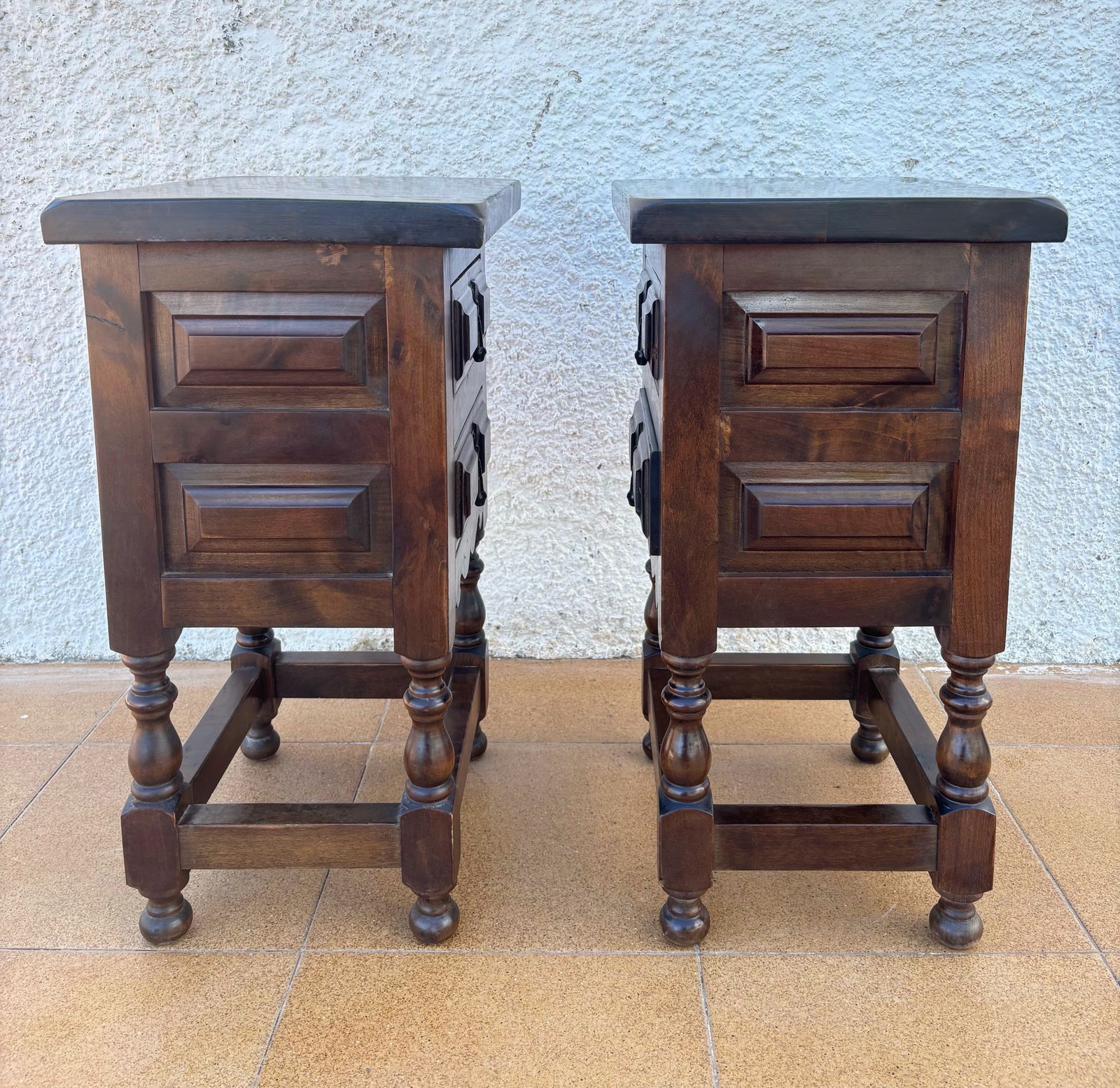 Pair Of Spanish Rustic Wooden Night Stands, Mid 20th Century photo Furniture