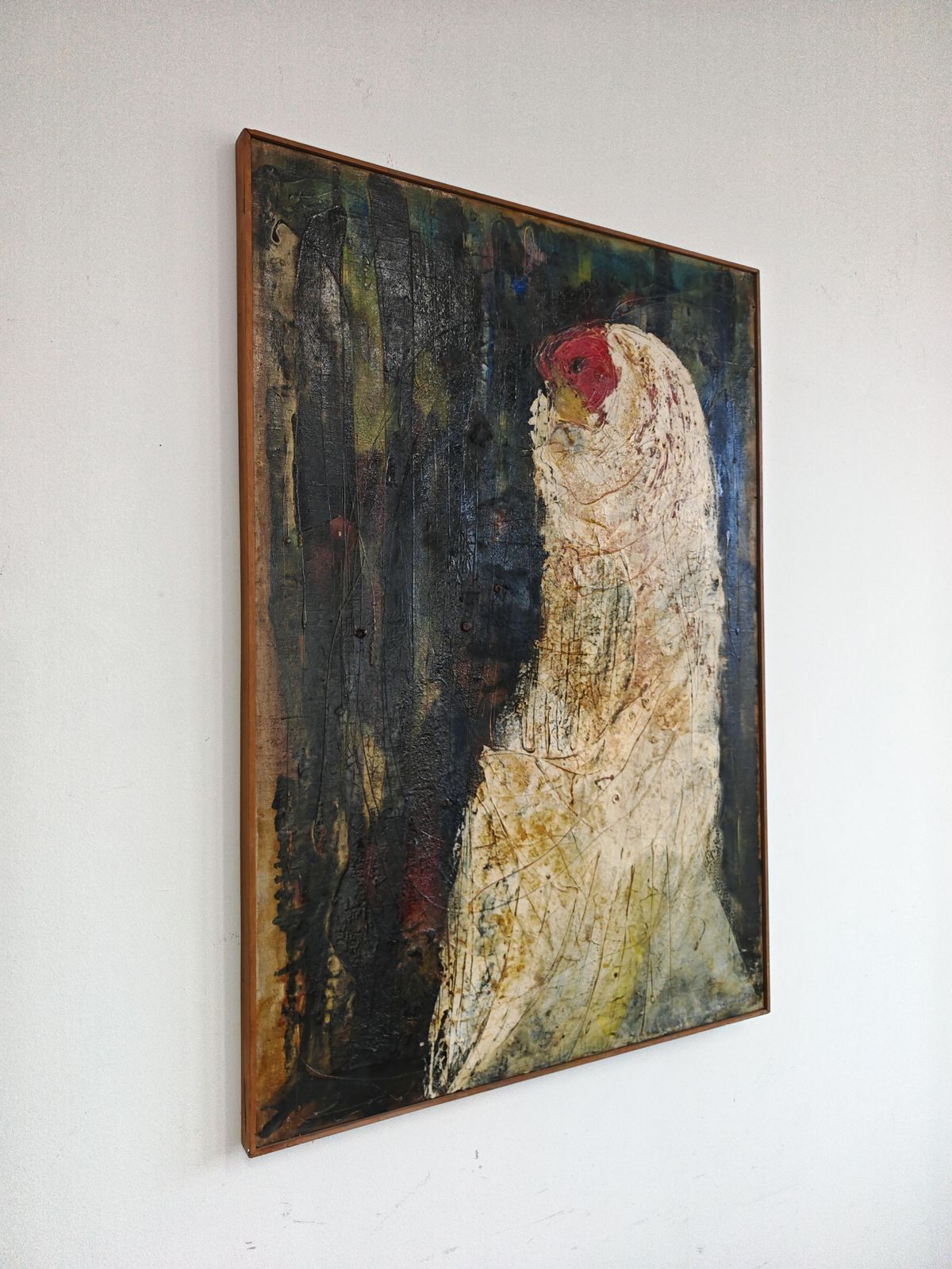 Oil On Canvas "Femme Dans Le Bois" By Tihomir Savic Tica, Yugoslavia 1969 photo vintage
