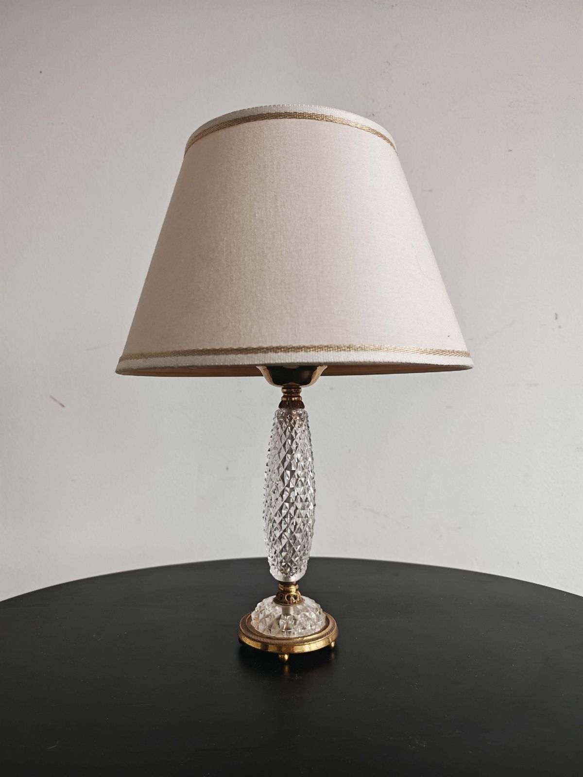 Pair Of Late Arf Deco Table Lamps In Cut Crystal And Bronze, France 1940s photo 2000.0