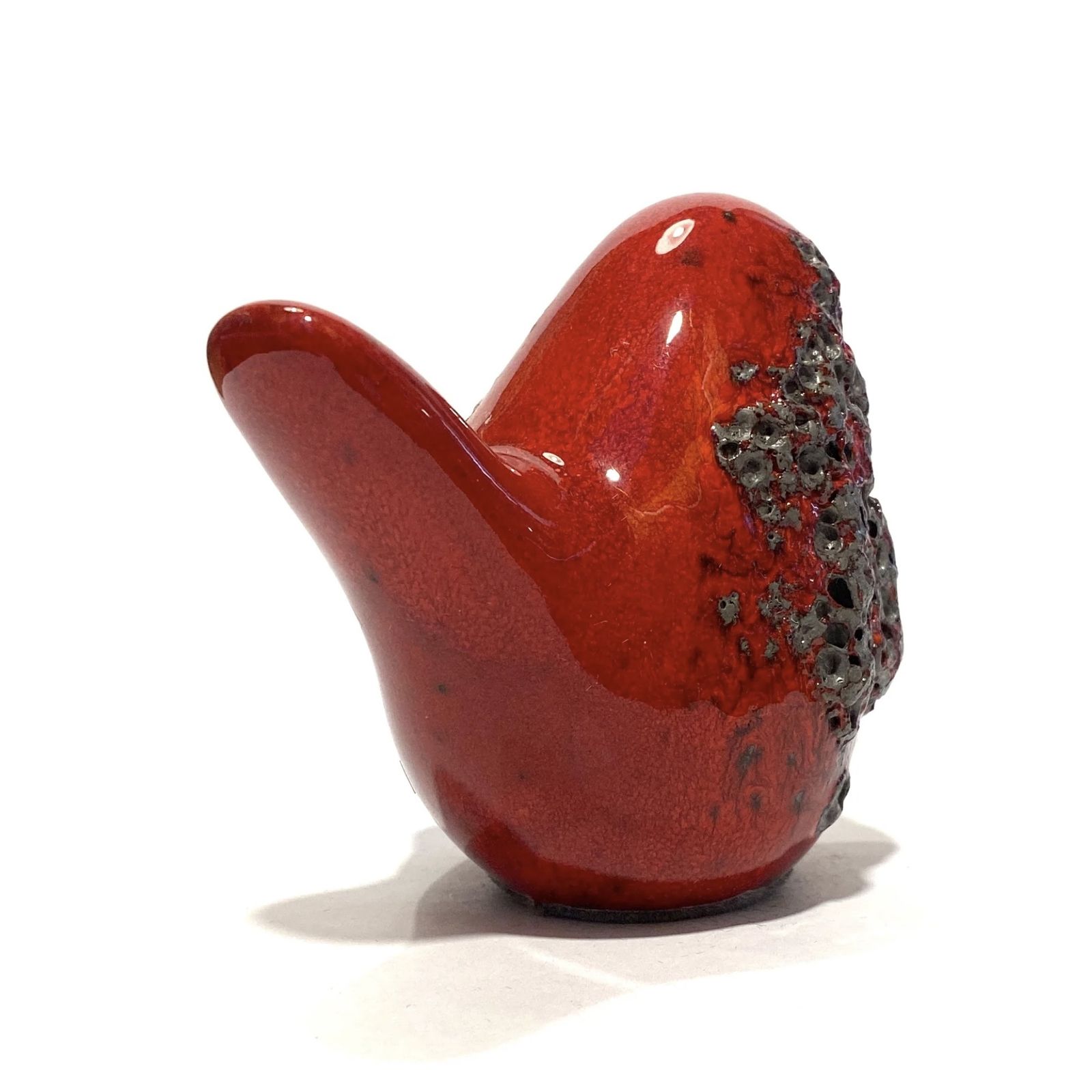 Otto Keramik Bird In Red Fat Lava Glaze, West German Pottery Style Ceramic Ornament photo furniture