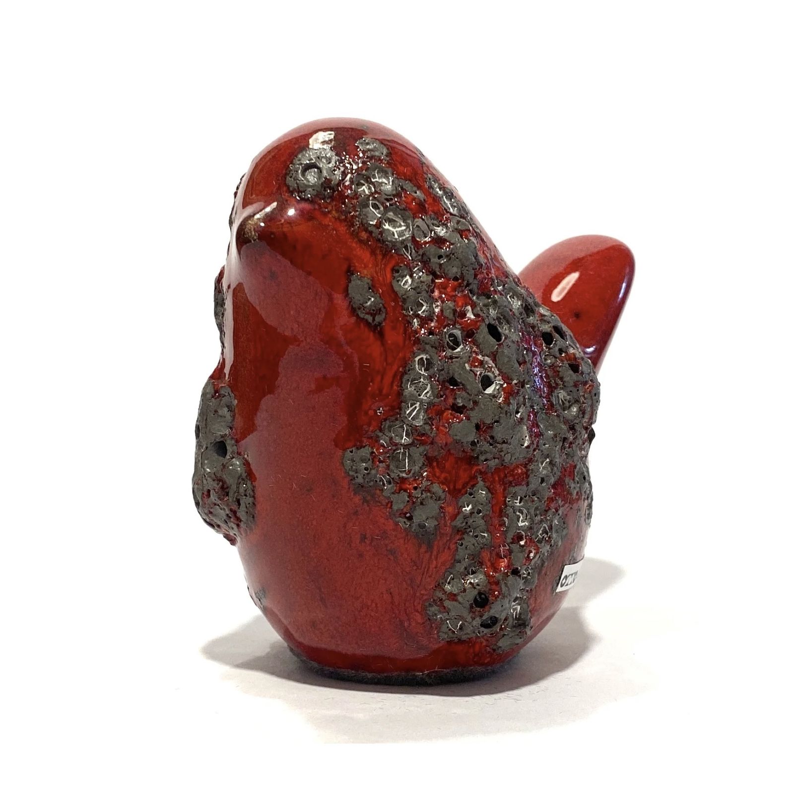 Otto Keramik Bird In Red Fat Lava Glaze, West German Pottery Style Ceramic Ornament photo Home Decor