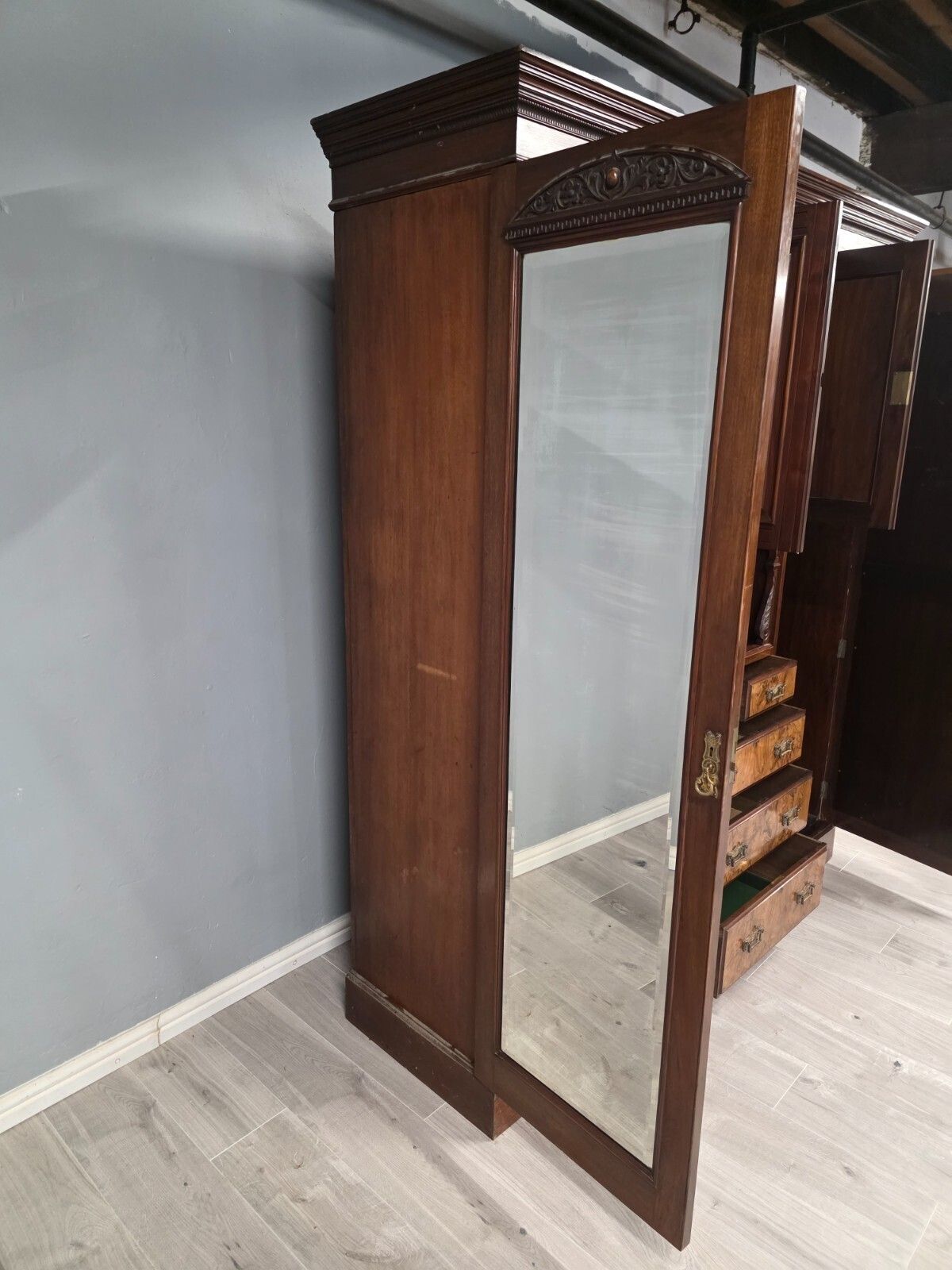 photo furniture Antique Walnut Late Victorian Princess Combination Wardrobe