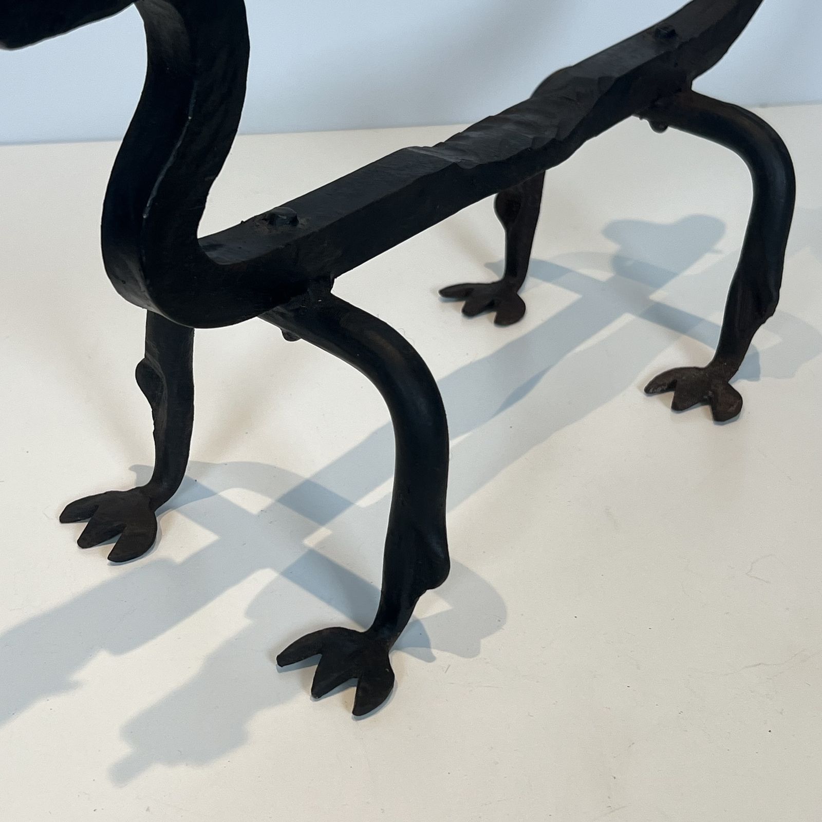 photo for sale Pair Of Wrought Iron Dragon Andirons