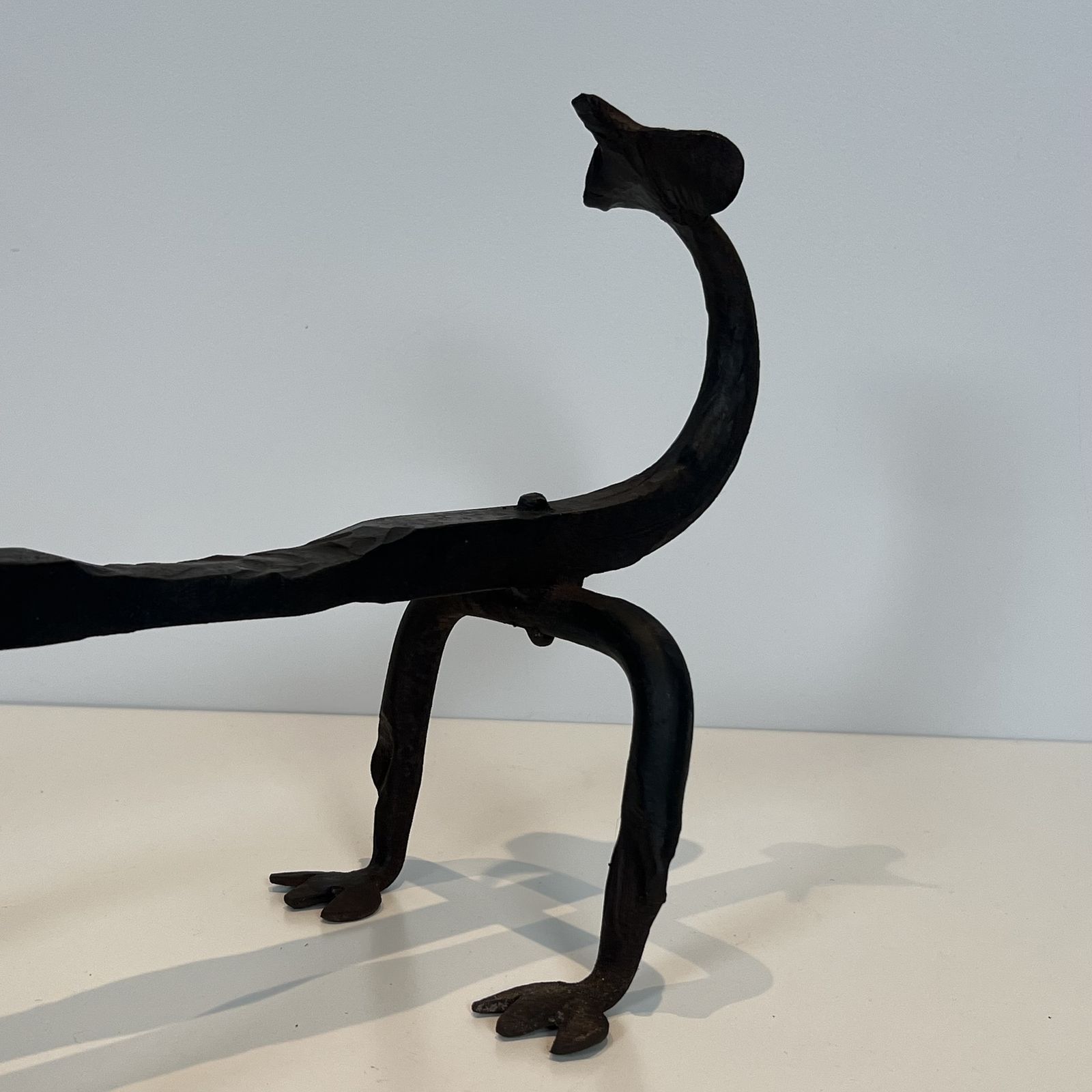 Home Fixtures Pair Of Wrought Iron Dragon Andirons photo