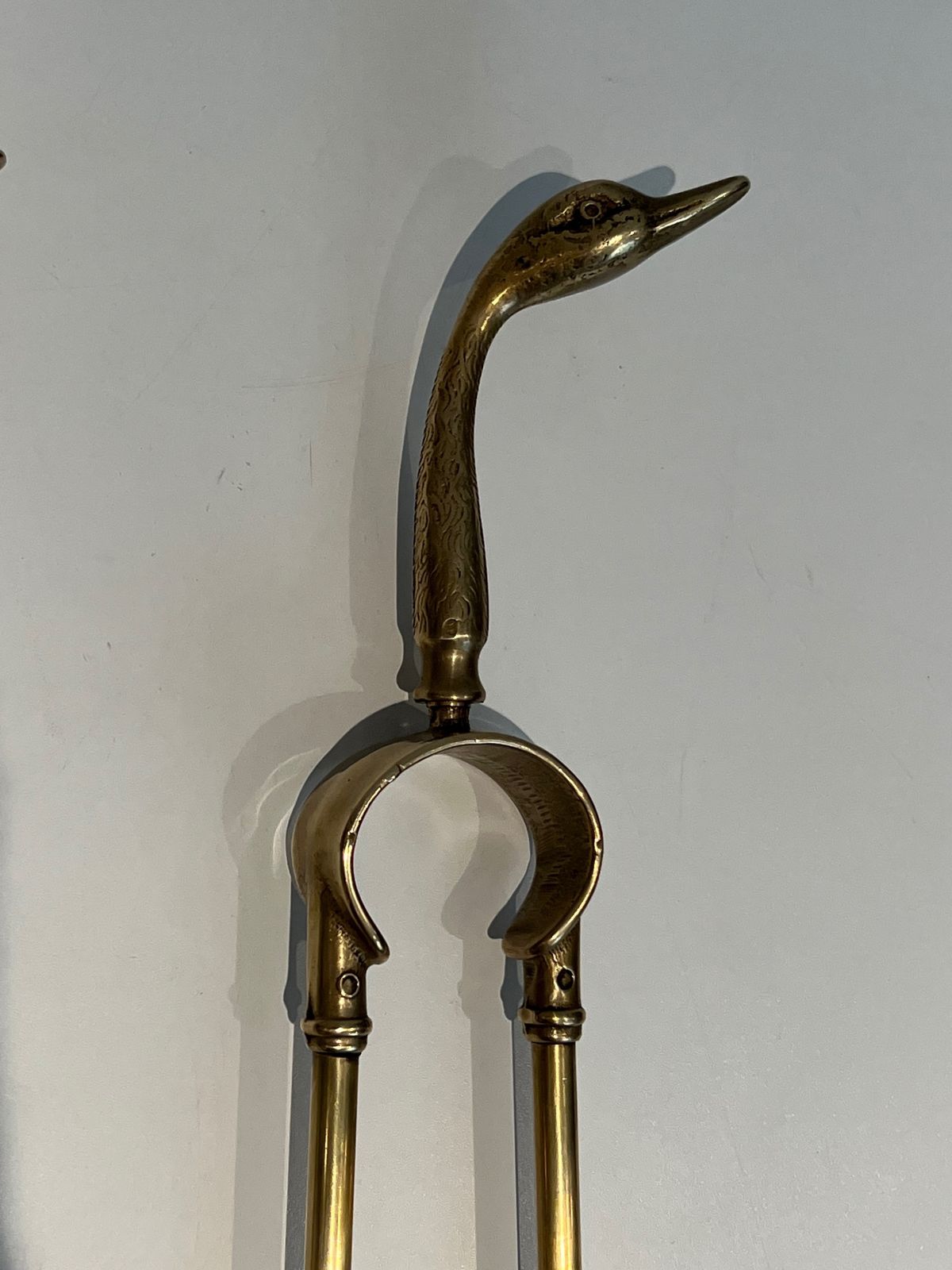 Brass Fire Set With Duck Heads In The Style Of Maison Jansen photo buy