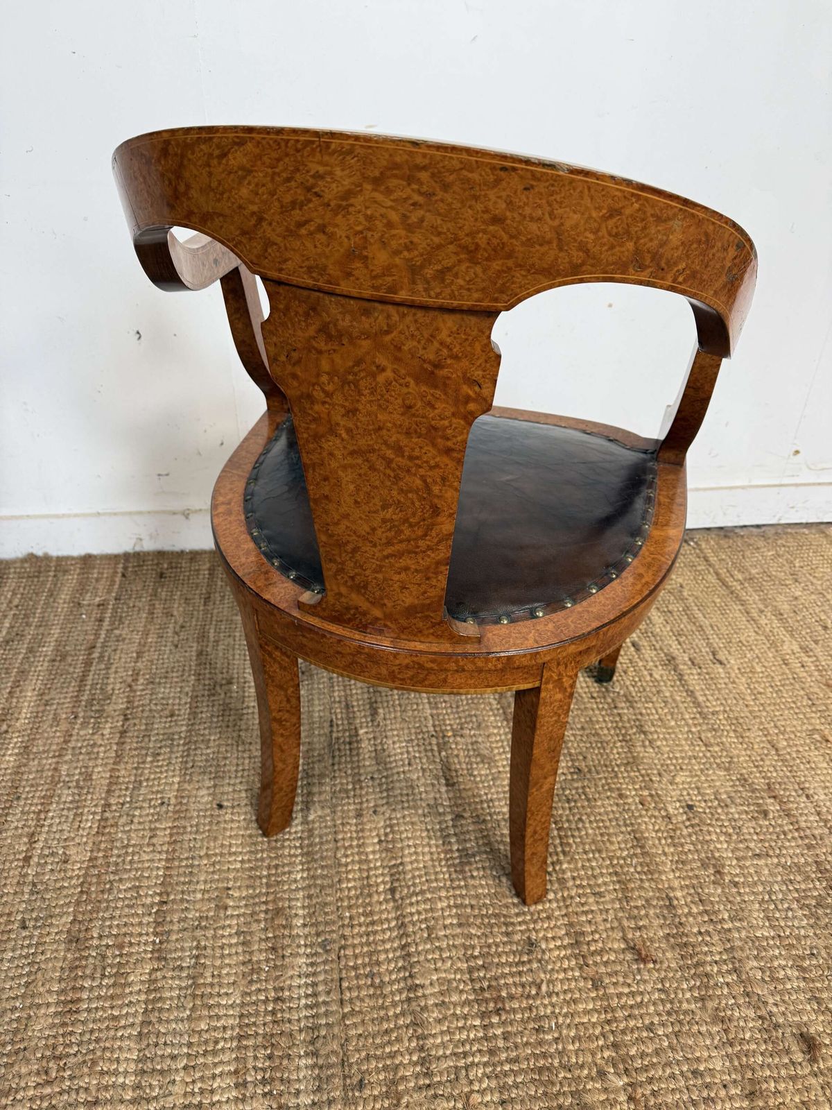 Late 19th Century Burr Elm Desk Chair photo vintage