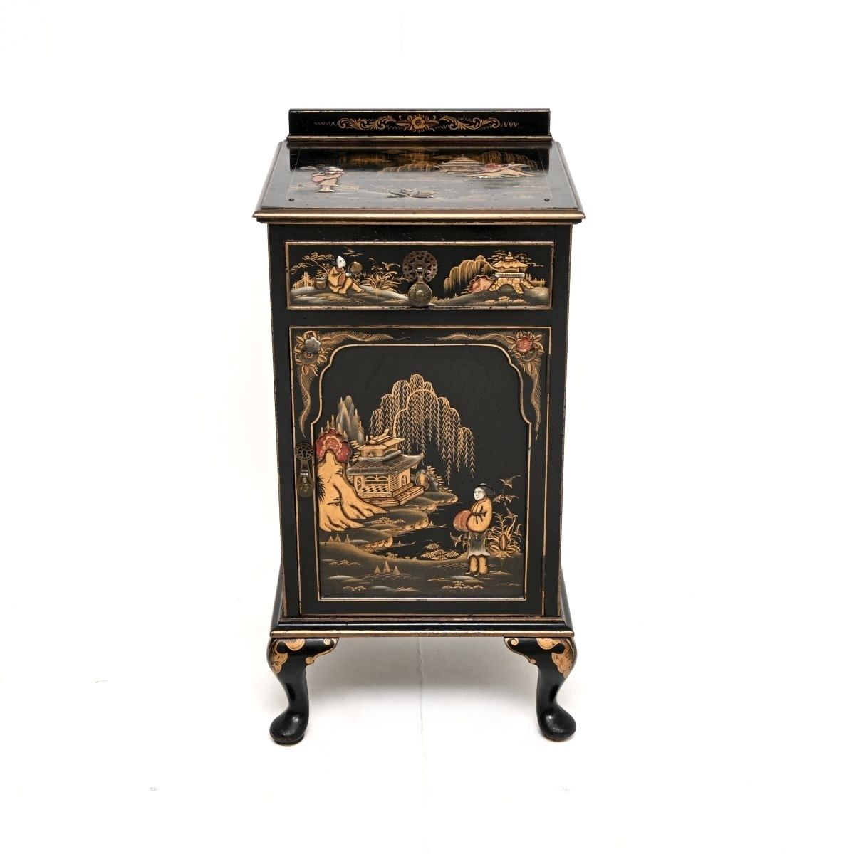 Antique Lacquered Chinoiserie Bedside Cabinet photo furniture