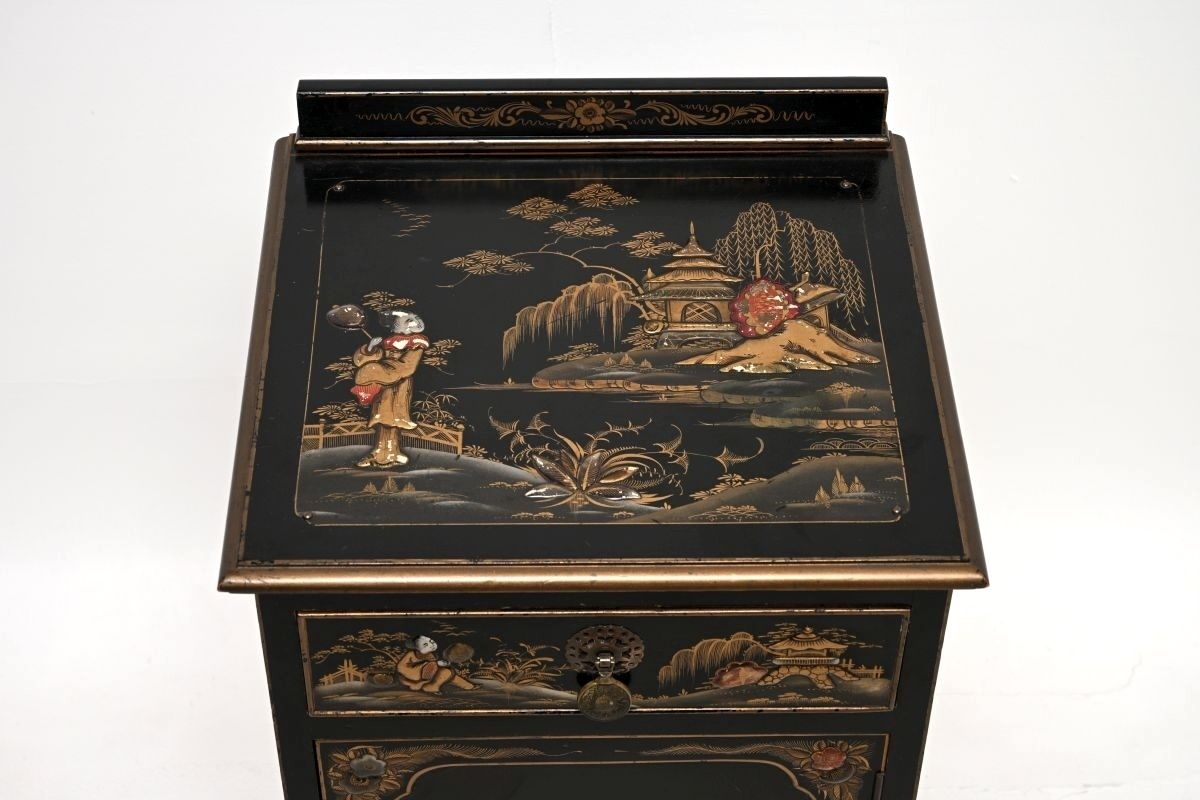 Antique Lacquered Chinoiserie Bedside Cabinet photo vintage