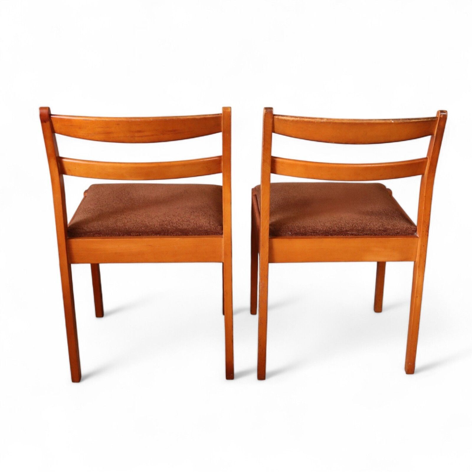 145.0 Set Of 4 Mid Century Teak Dining Chairs   Ladder Back Danish Style Retro photo