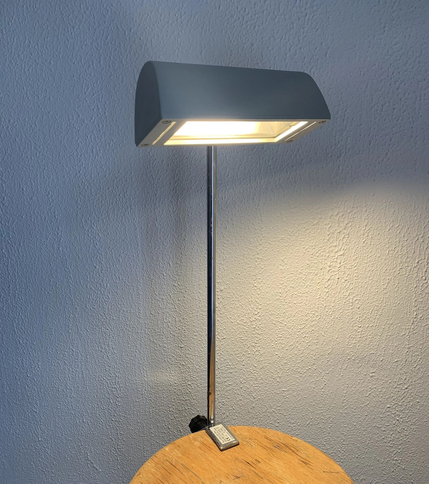 Vintage 1980s Medical Lamp, Cement Grey And Chrome Finish   50 Cm