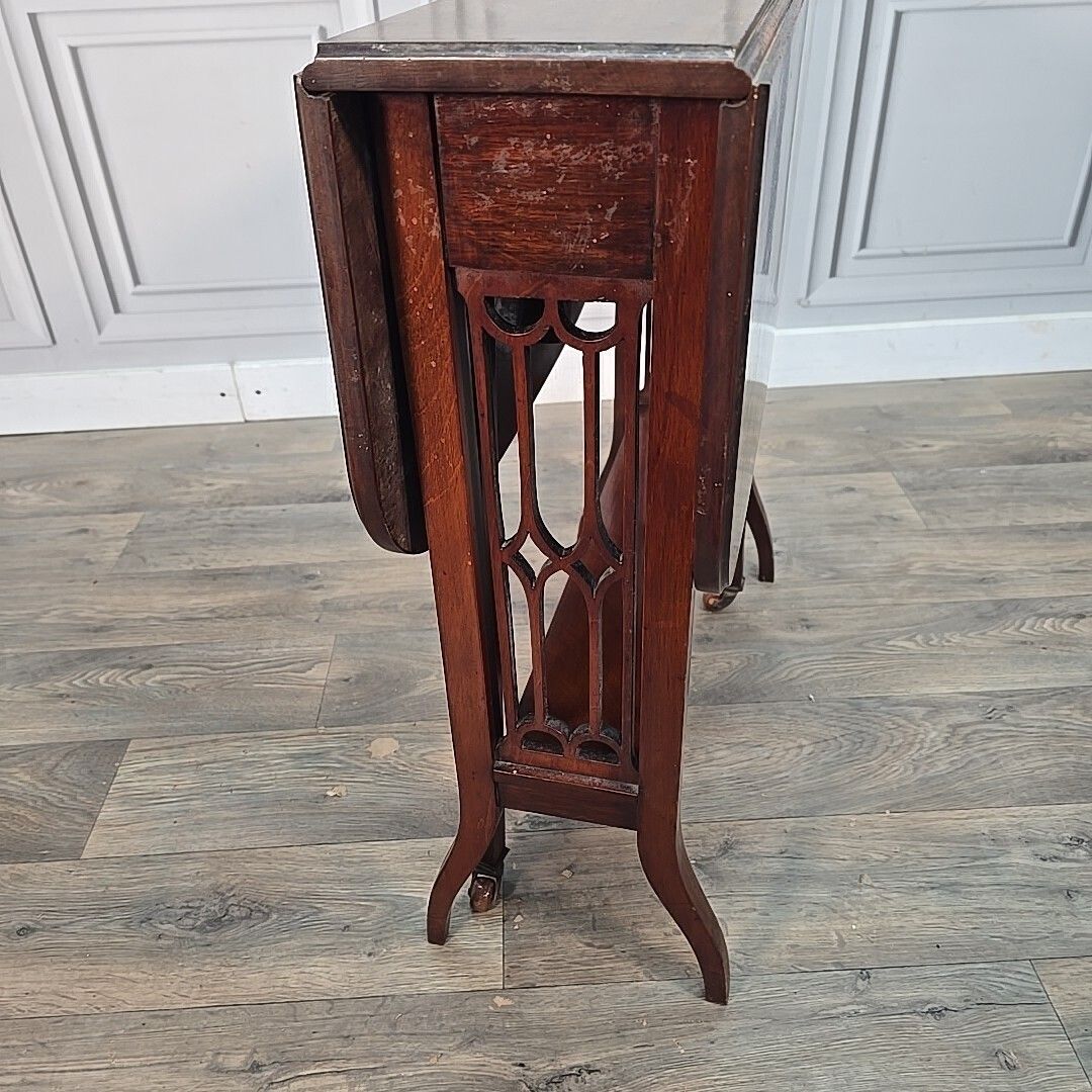 Antique Wooden Sutherland Table   Mahogany Drop Leaf Gateleg Occasional Side photo Furniture