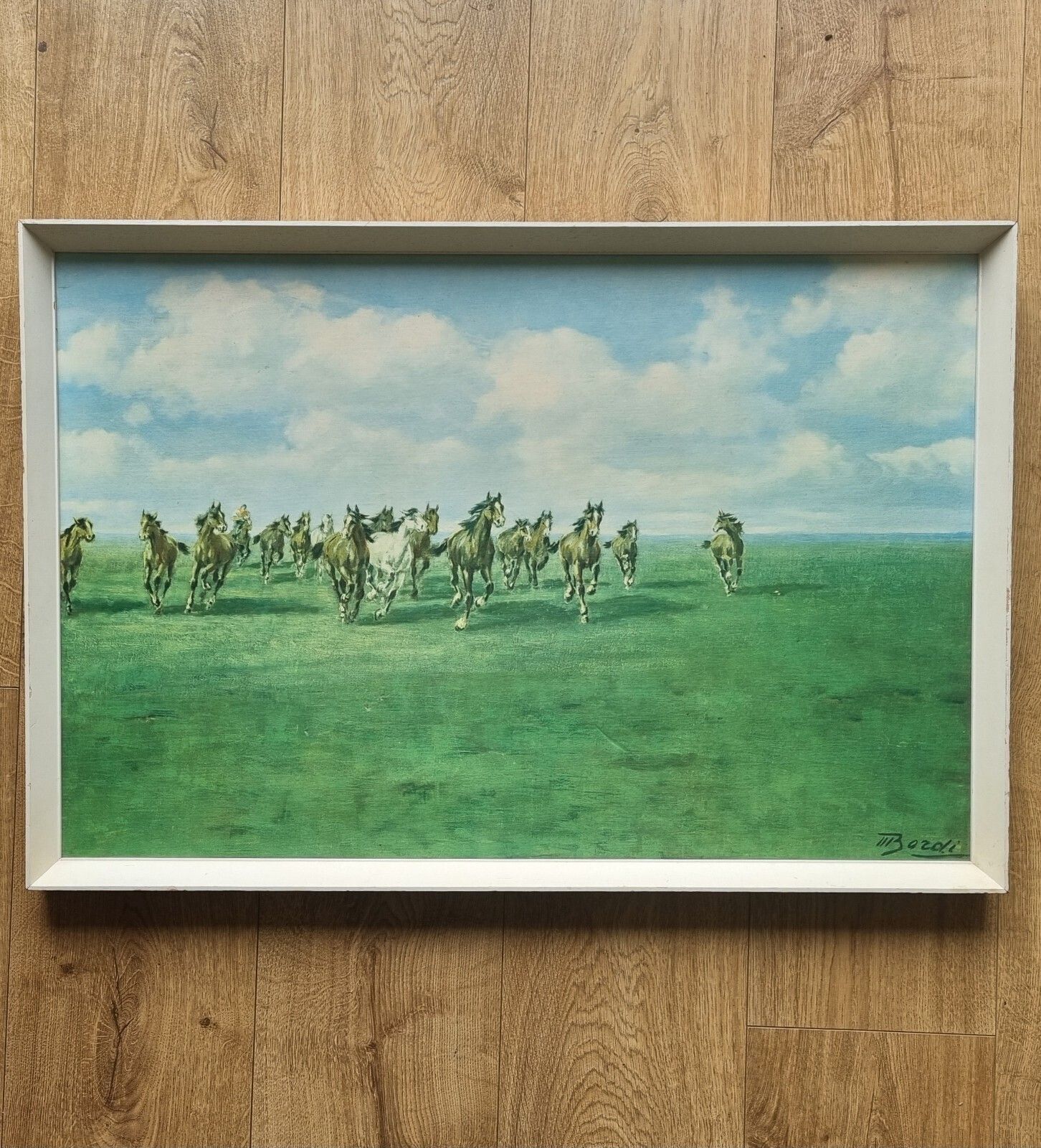 Vintage Framed Boots Art Print On Board The Rebel Herd Mario Bordi Mcm Horses