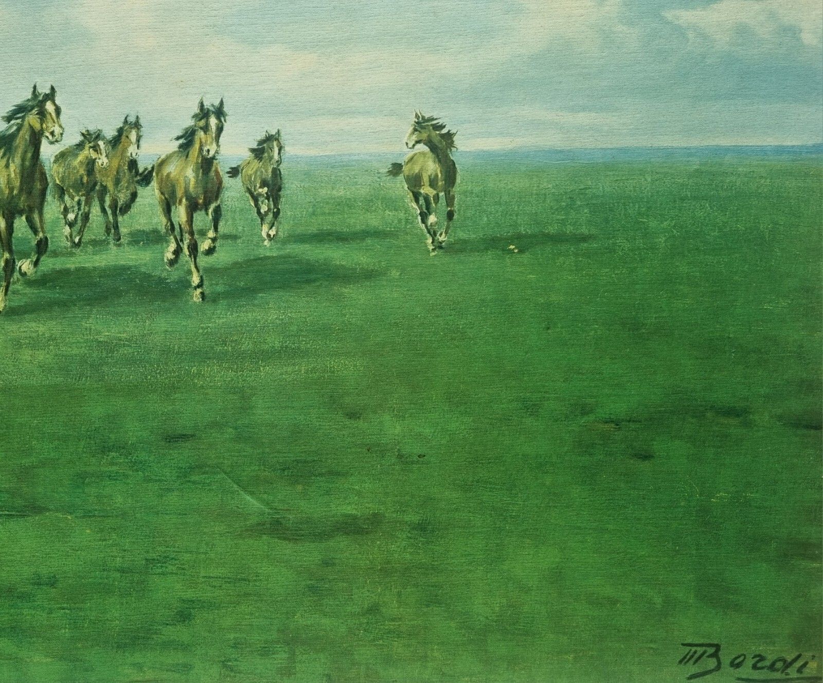 Vintage Framed Boots Art Print On Board The Rebel Herd Mario Bordi Mcm Horses photo buy