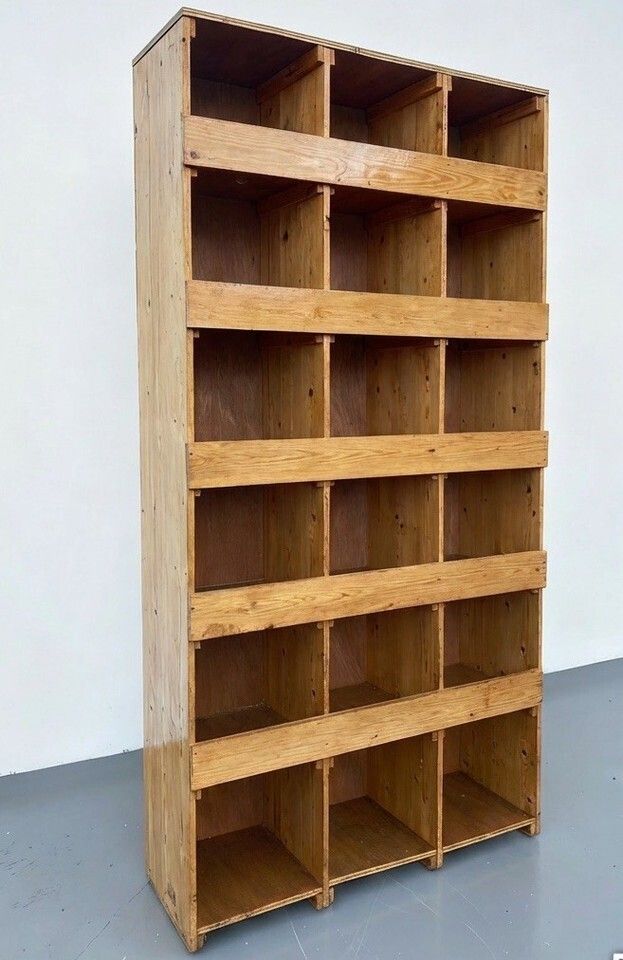 Vintage Solid Pine Cube Bookcase Piegon Hole Bookcase Industrial Style