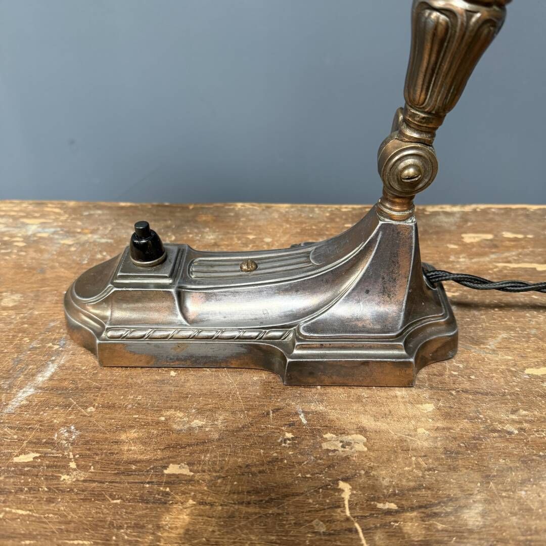 Lighting Antique Art Nouveau Table Lamp With Frosted Glass Shade photo