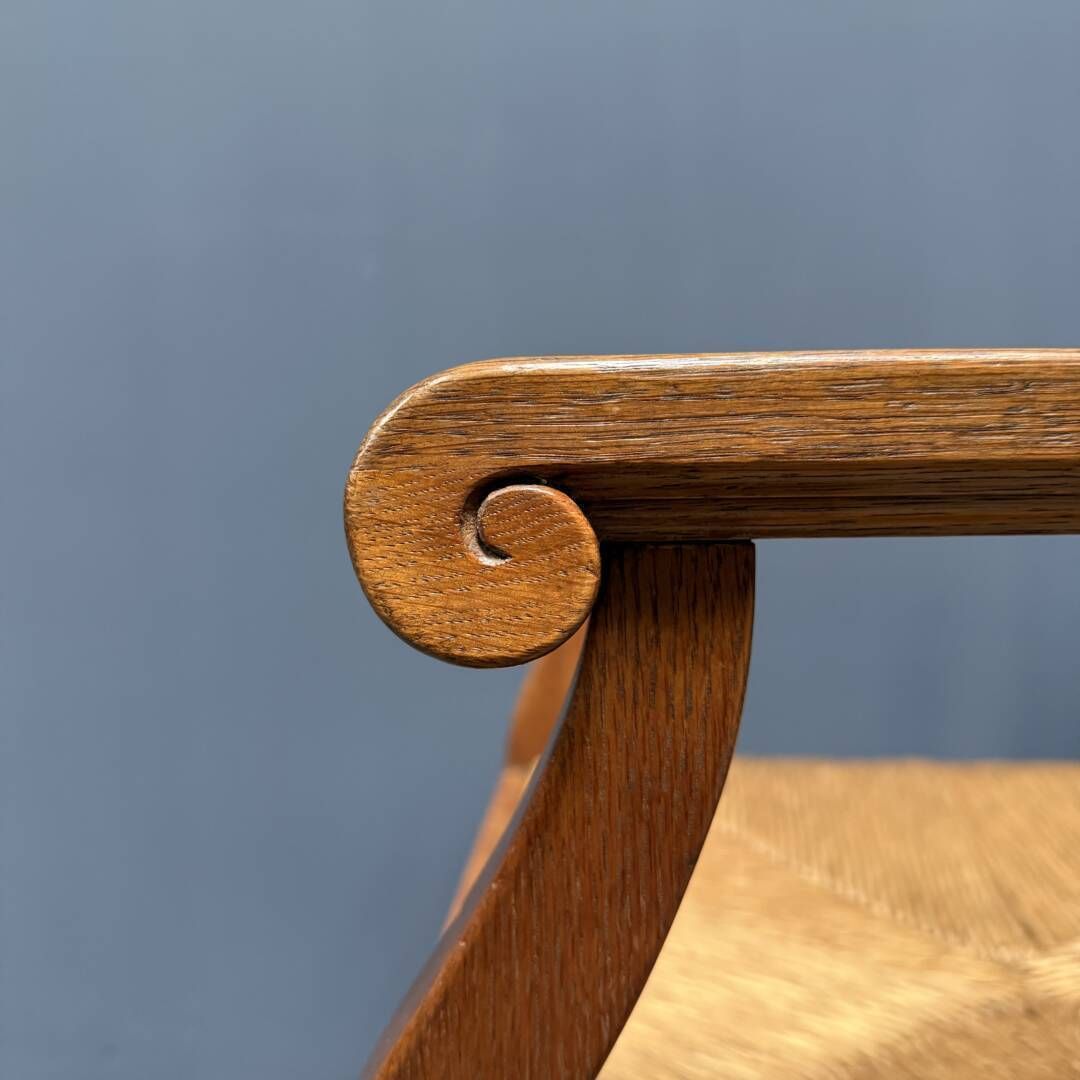photo vinterior Set Of Two Dutch Oak Armchairs With Sewn In Seat Cushions