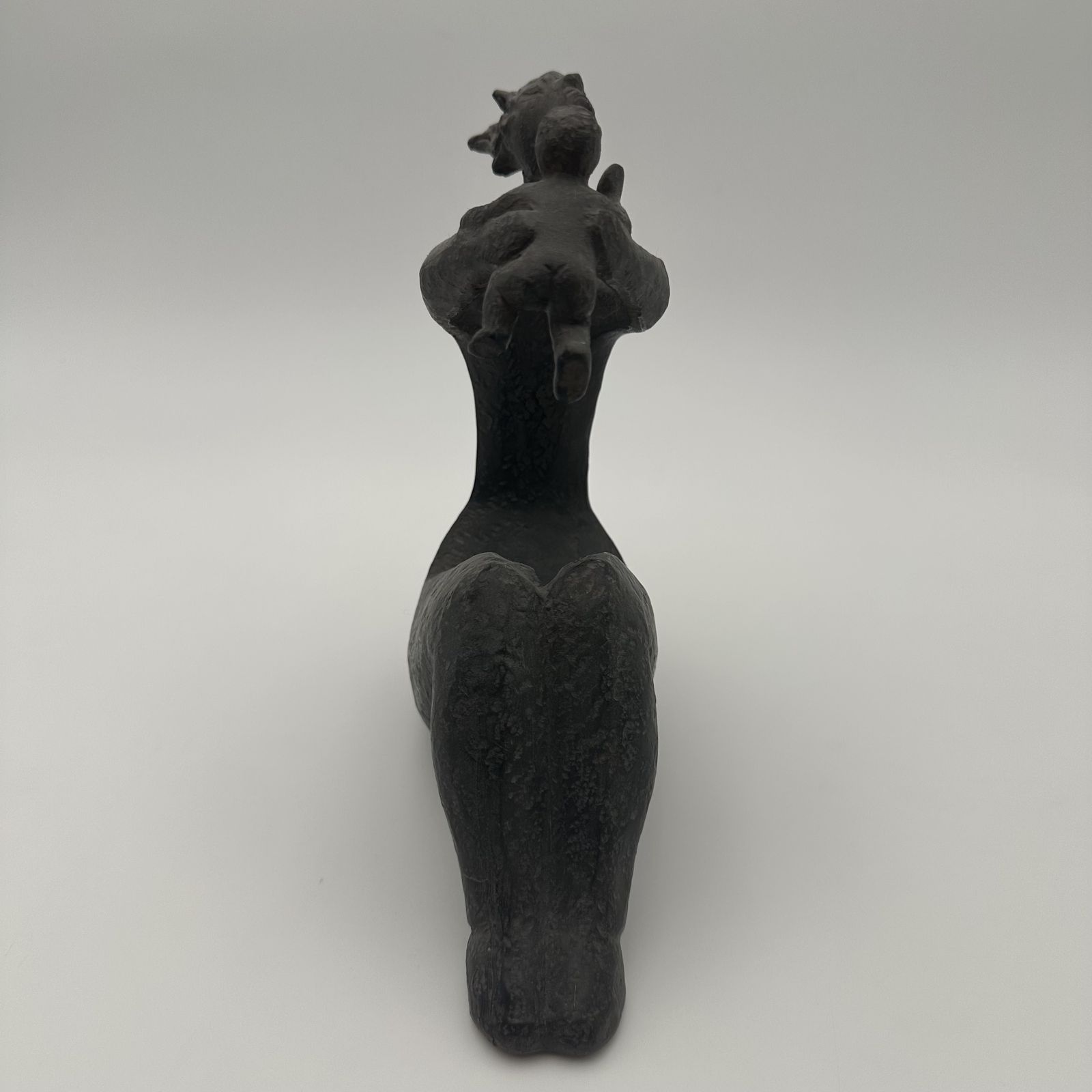 Modernist Ceramic Sculpture Depicting A Woman Carrying A Child – France, Circa 1970 photo for sale