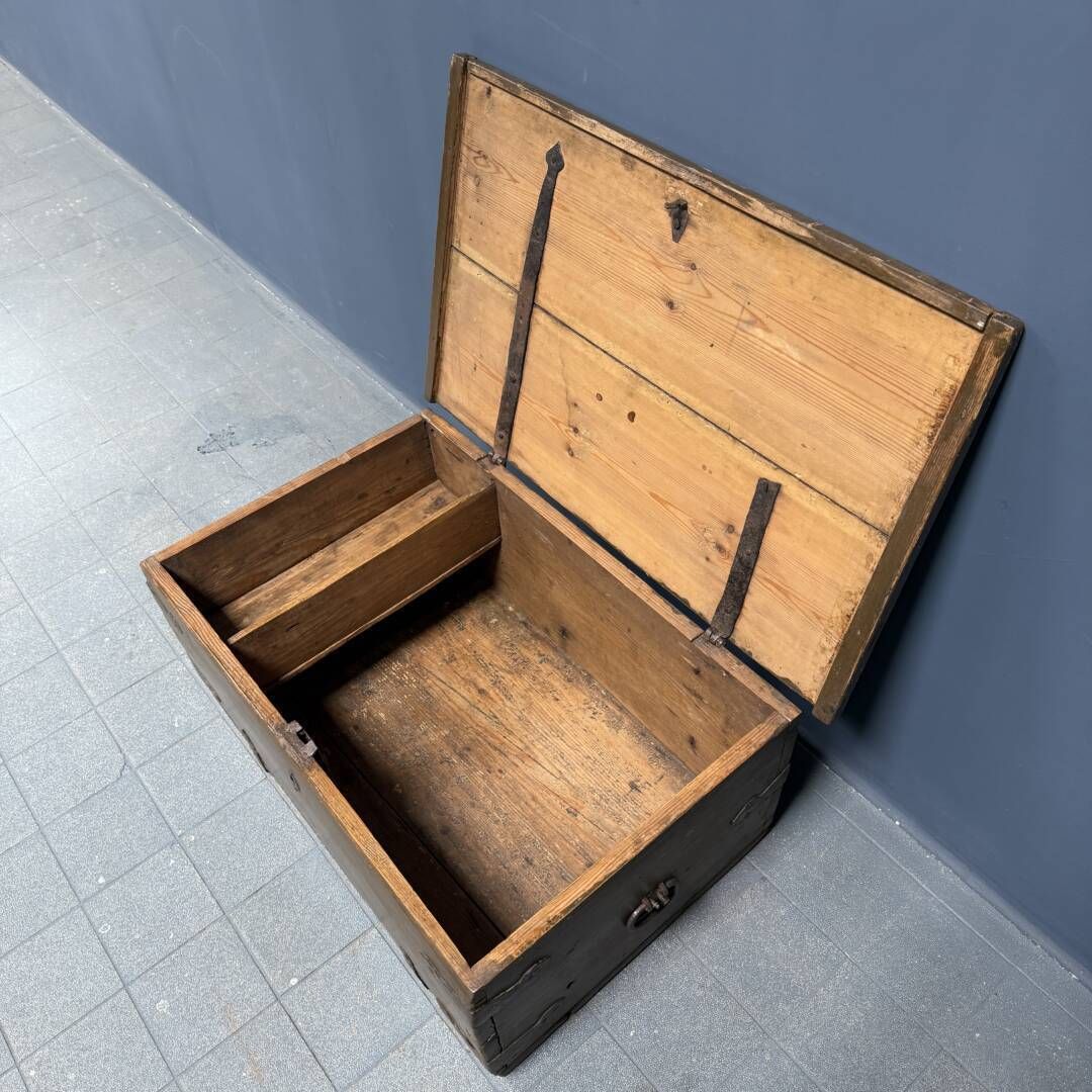Antieke Geschilderde Houten Zweedse Kist photo vinterior