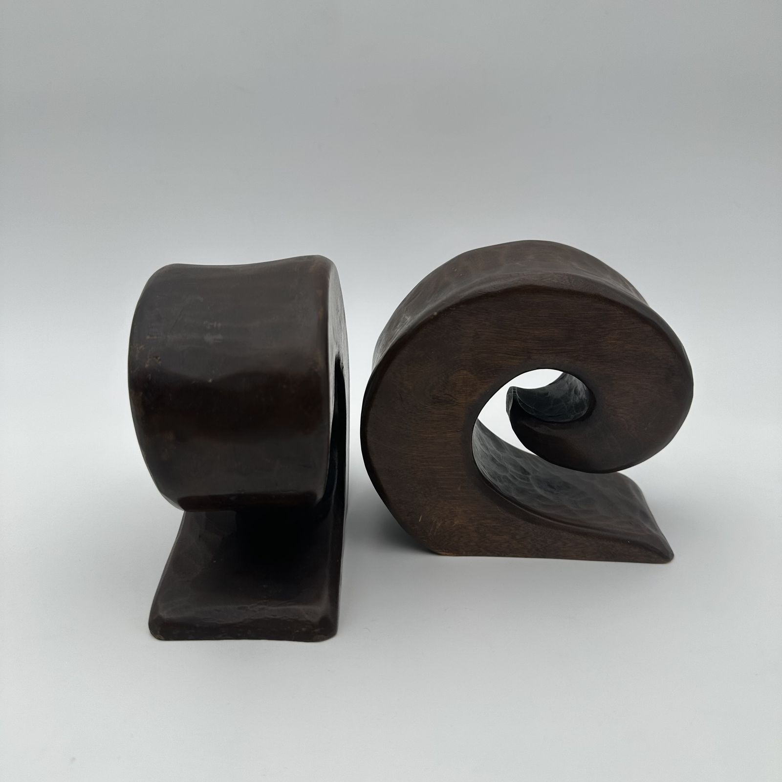 photo furniture Pair Of Walnut Bookends – In The Style Of Alexandre Noll, France, Circa 1950