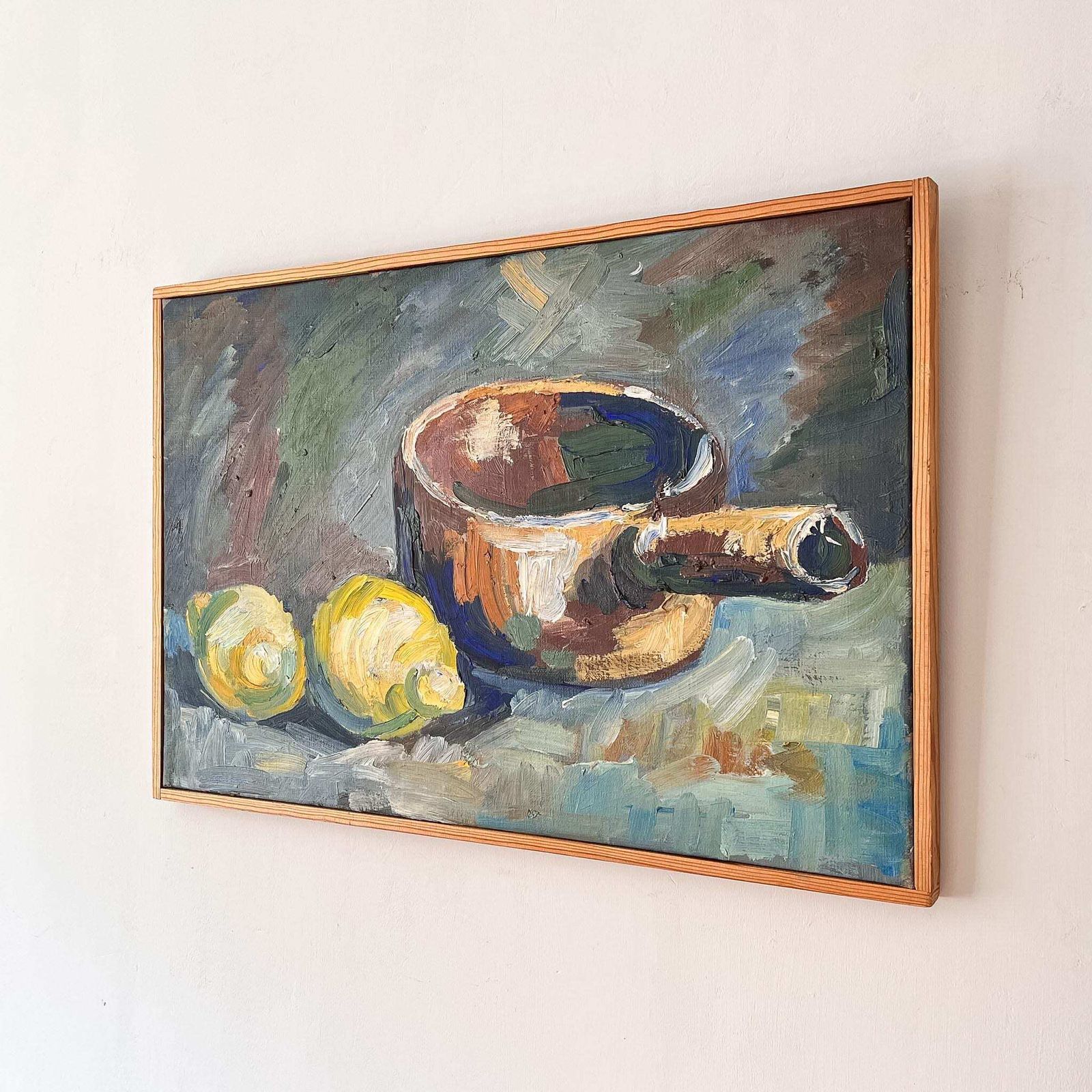 Swedish Oil On Canvas, Still Life With Lemons, Signed Margareta Kjellman photo furniture