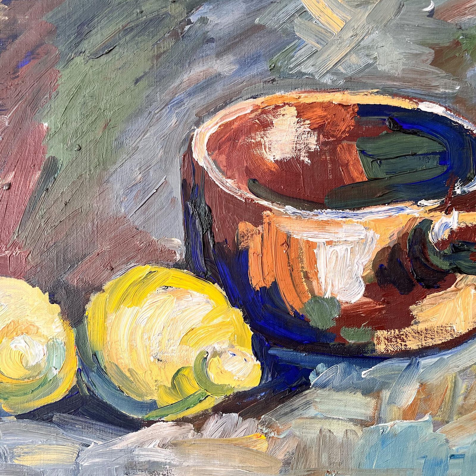 Swedish Oil On Canvas, Still Life With Lemons, Signed Margareta Kjellman photo 362.0