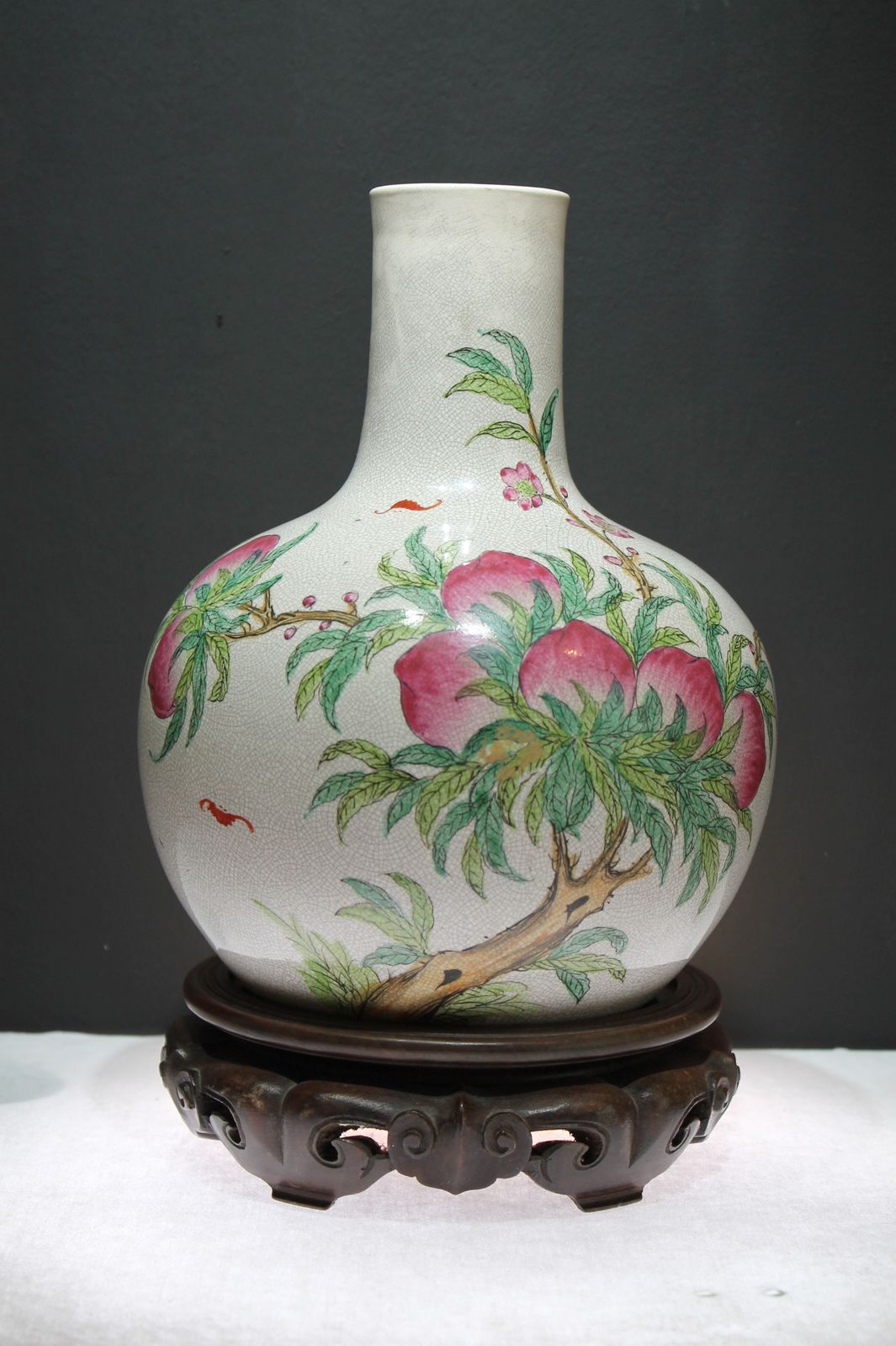 Antique Chinese Qing Dynasty '9 Peaches" Bottle Vase photo furniture