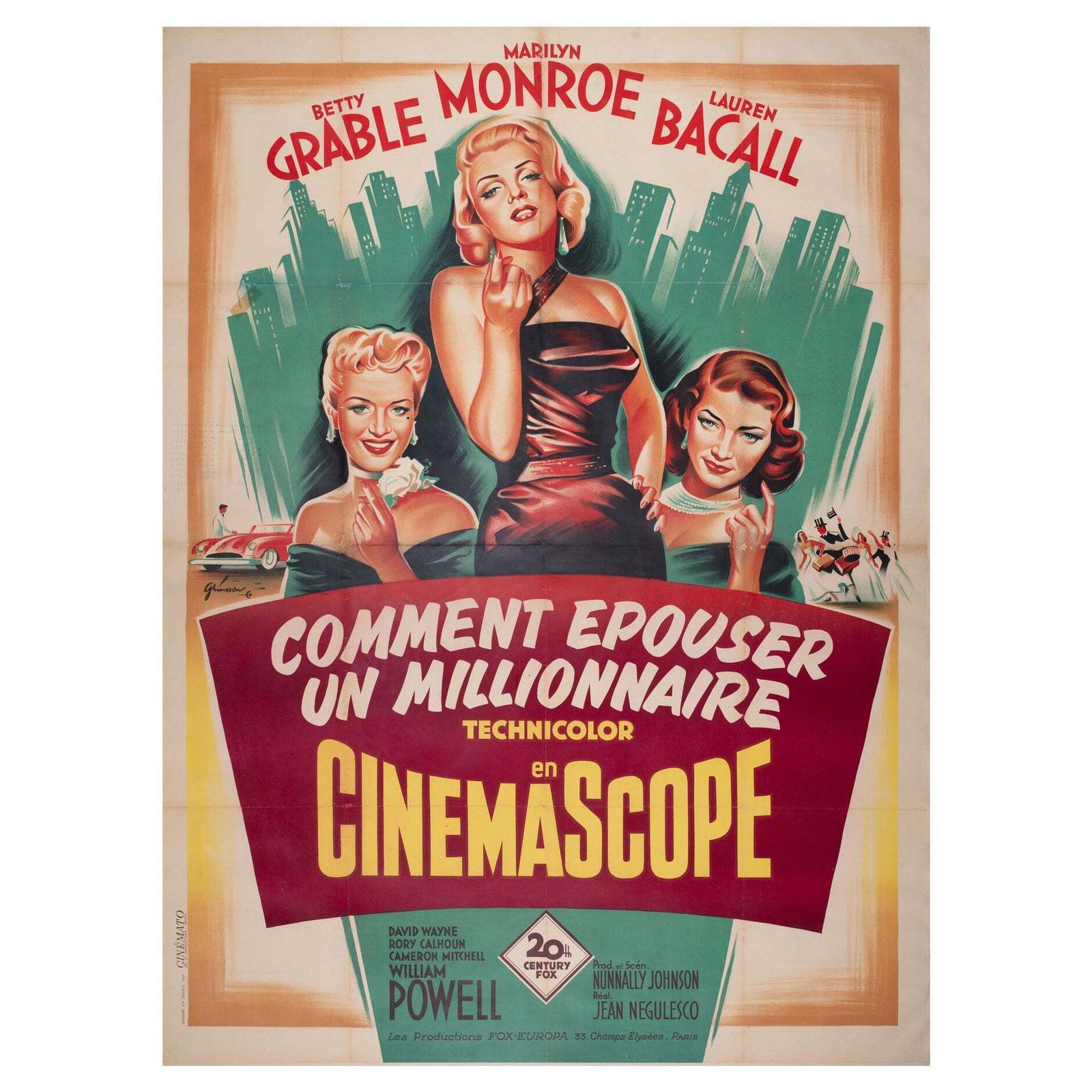 How To Marry A Millionnaire 1953 French Grande Film Poster, Boris Grinsson