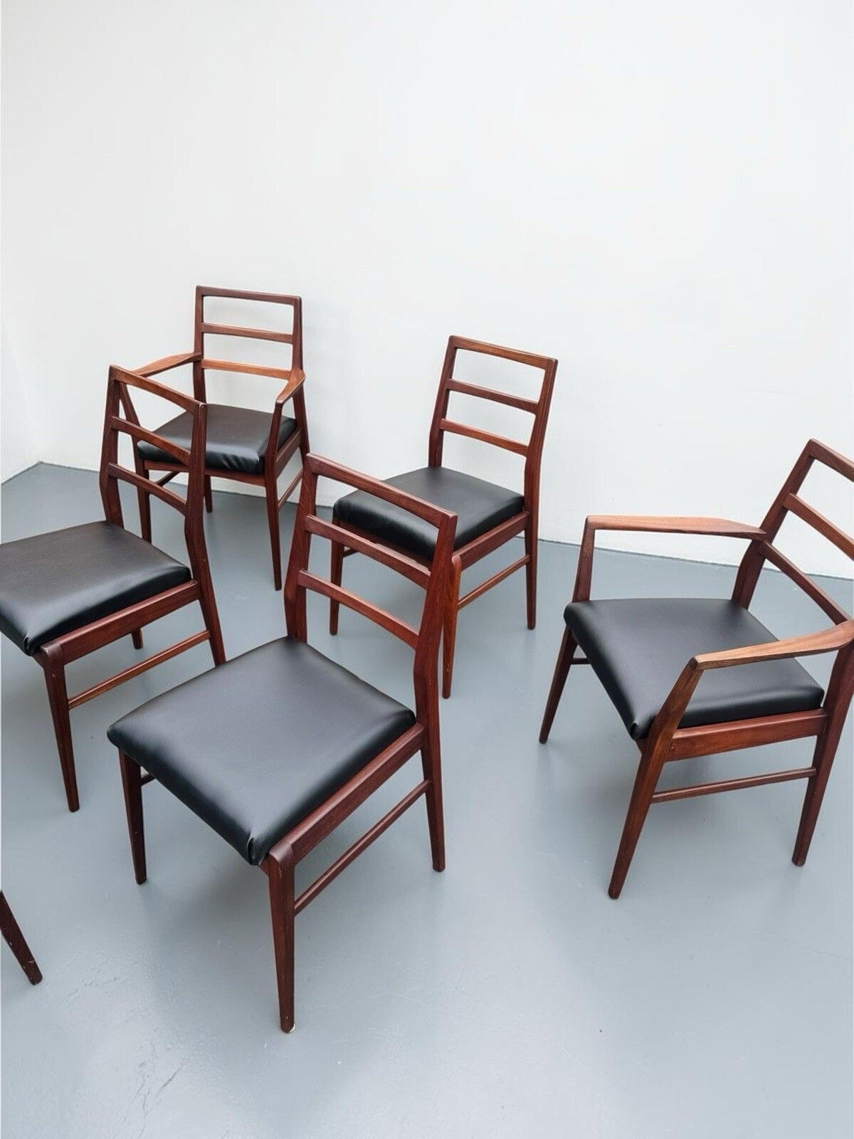 Set Of Six Richard Hornby For Heals Solid Afromosia Dining Chairs Retro C1960s photo vinterior