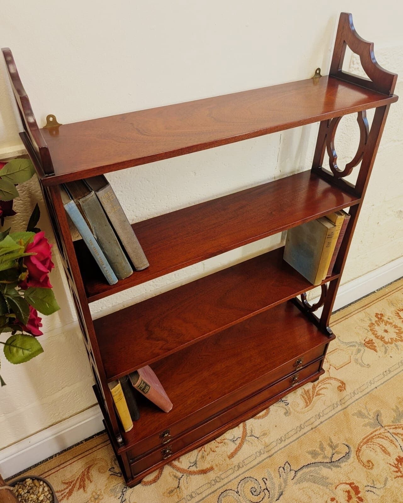 Edwardian Influence Mahogany Open Front 2 Drawer Bookcase photo Furniture