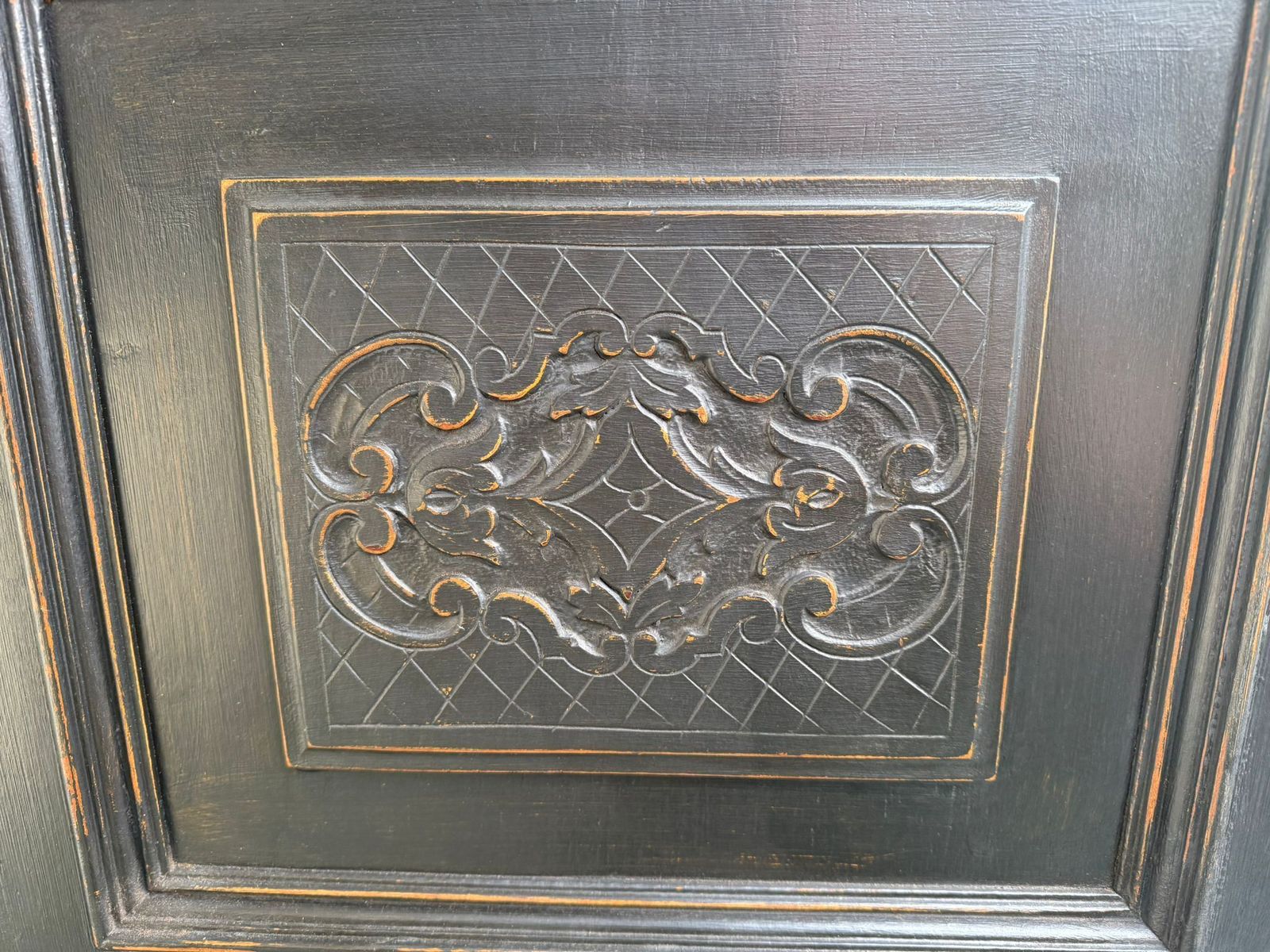 A Genuine Hungarian 1 Piece Painted Black Pine & Oak Hall Wardrobe photo buy