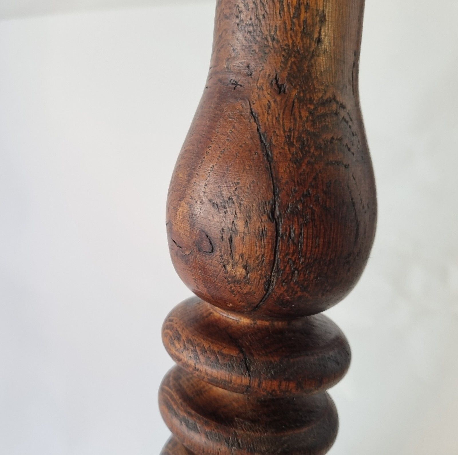 photo for sale Antique Oak French Stool Demi Lune Tripod Turned 3 Leg Plant Stand