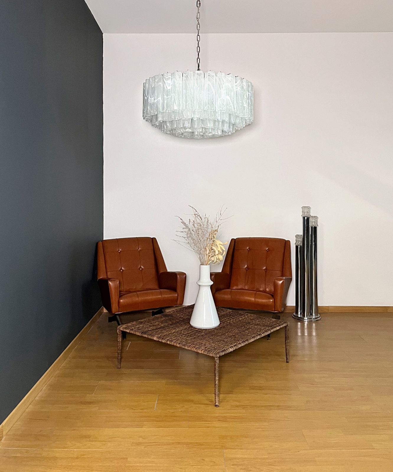 Large Murano Glass Chandelier  101 White Alabaster Glass Tube photo for sale